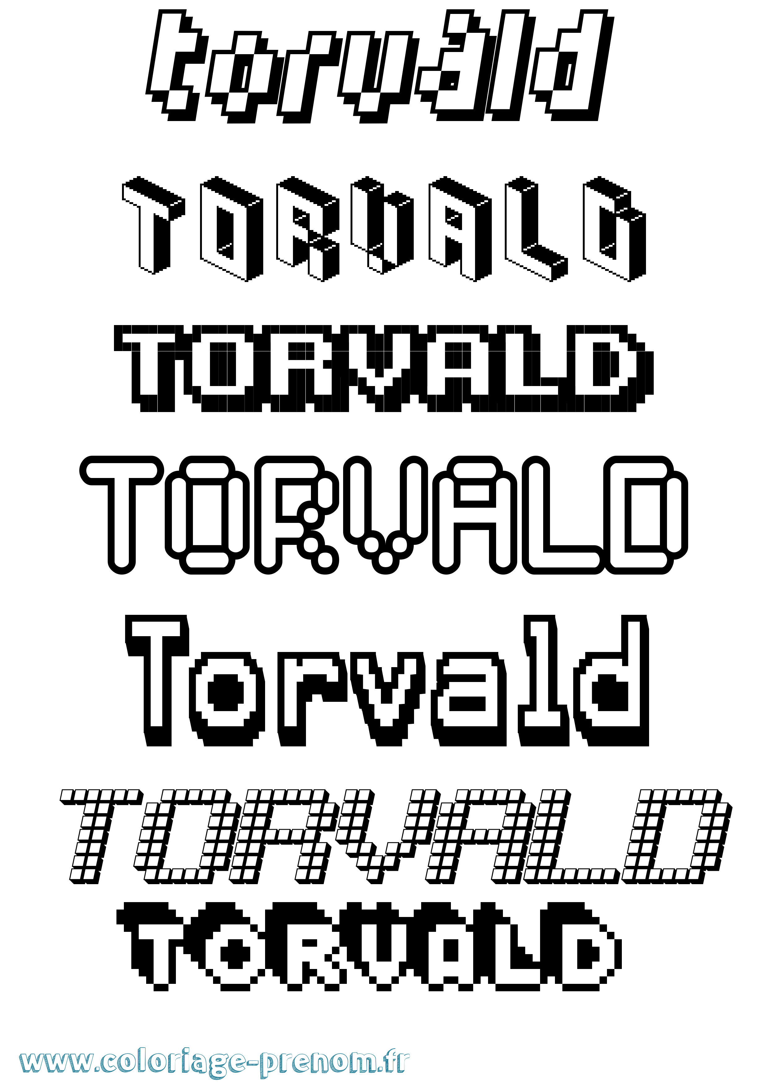 Coloriage Torvald Pixel Coloriage prénom Torvald Pixel