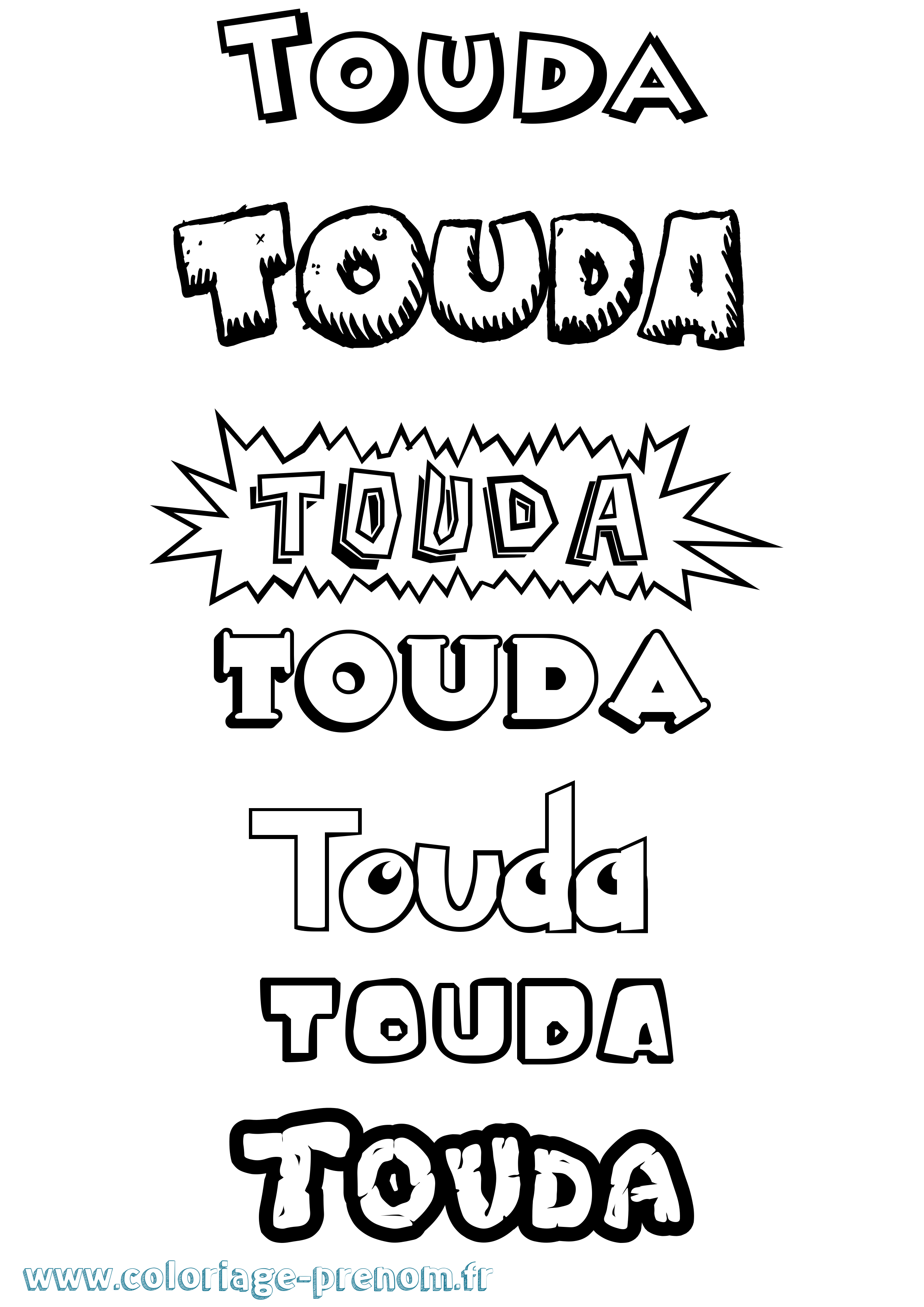 Coloriage Touda Dessin Animé Coloriage prénom Touda Dessin Animé
