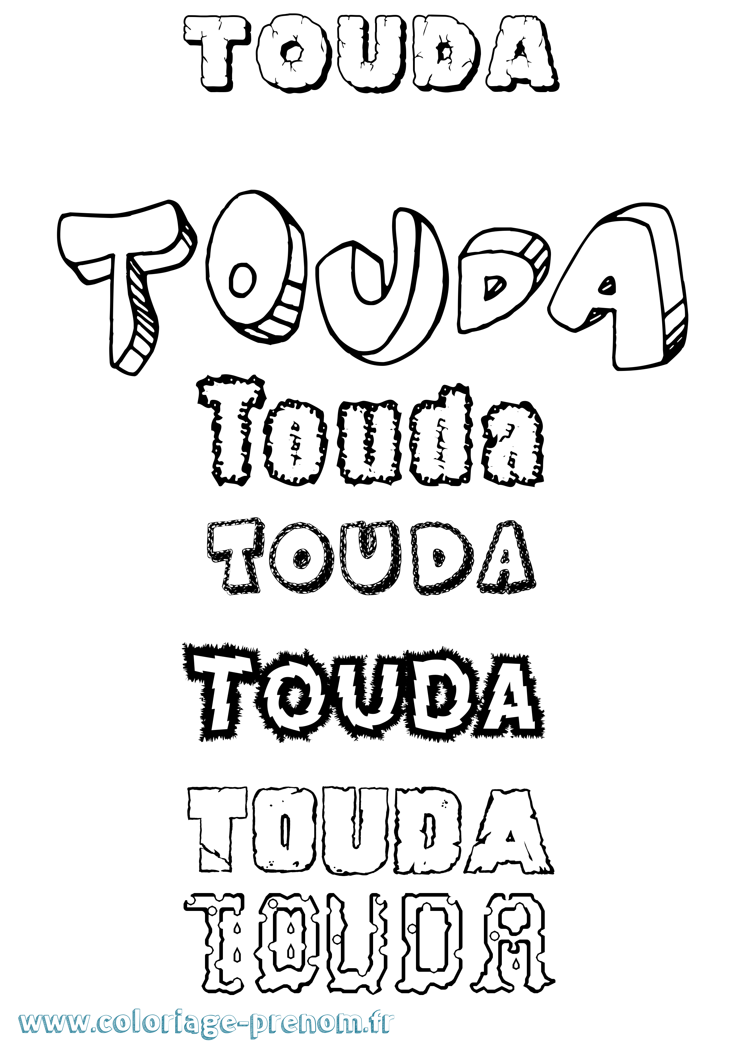 Coloriage Touda Destructuré Coloriage prénom Touda Destructuré
