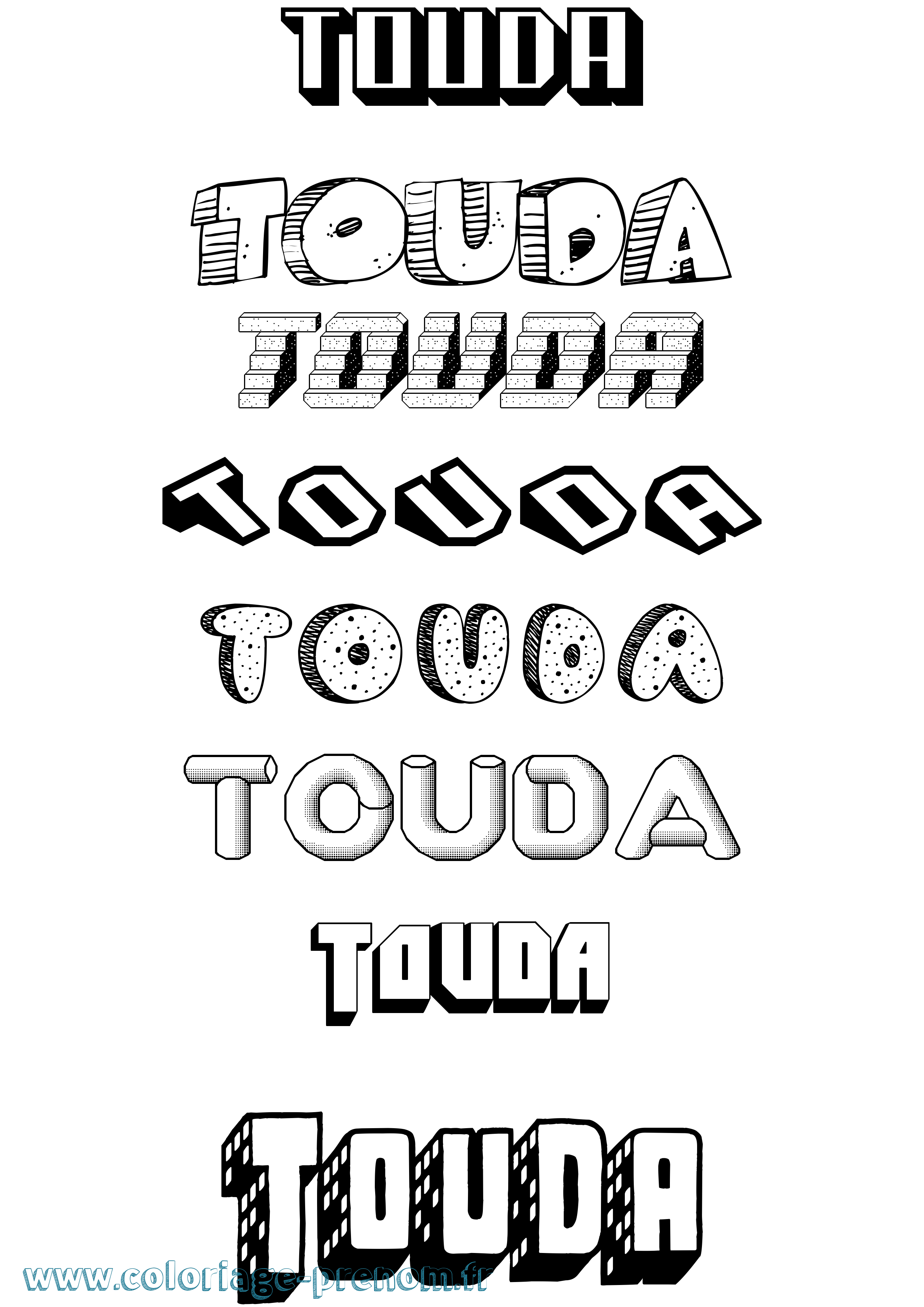 Coloriage Touda Effet 3D Coloriage prénom Touda Effet 3D