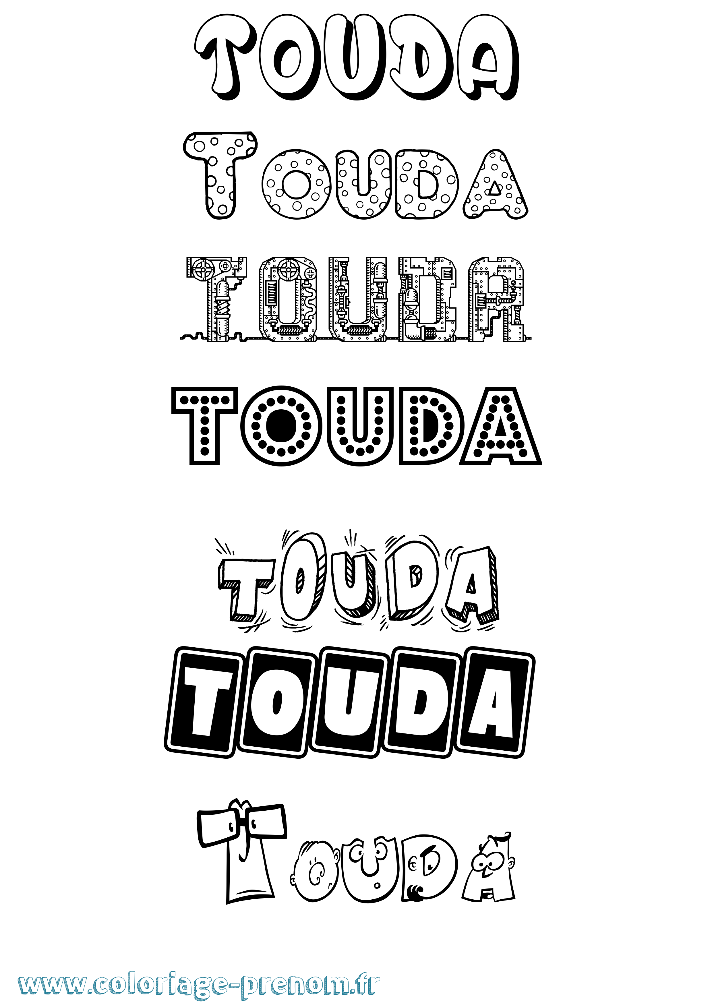 Coloriage Touda Fun Coloriage prénom Touda Fun