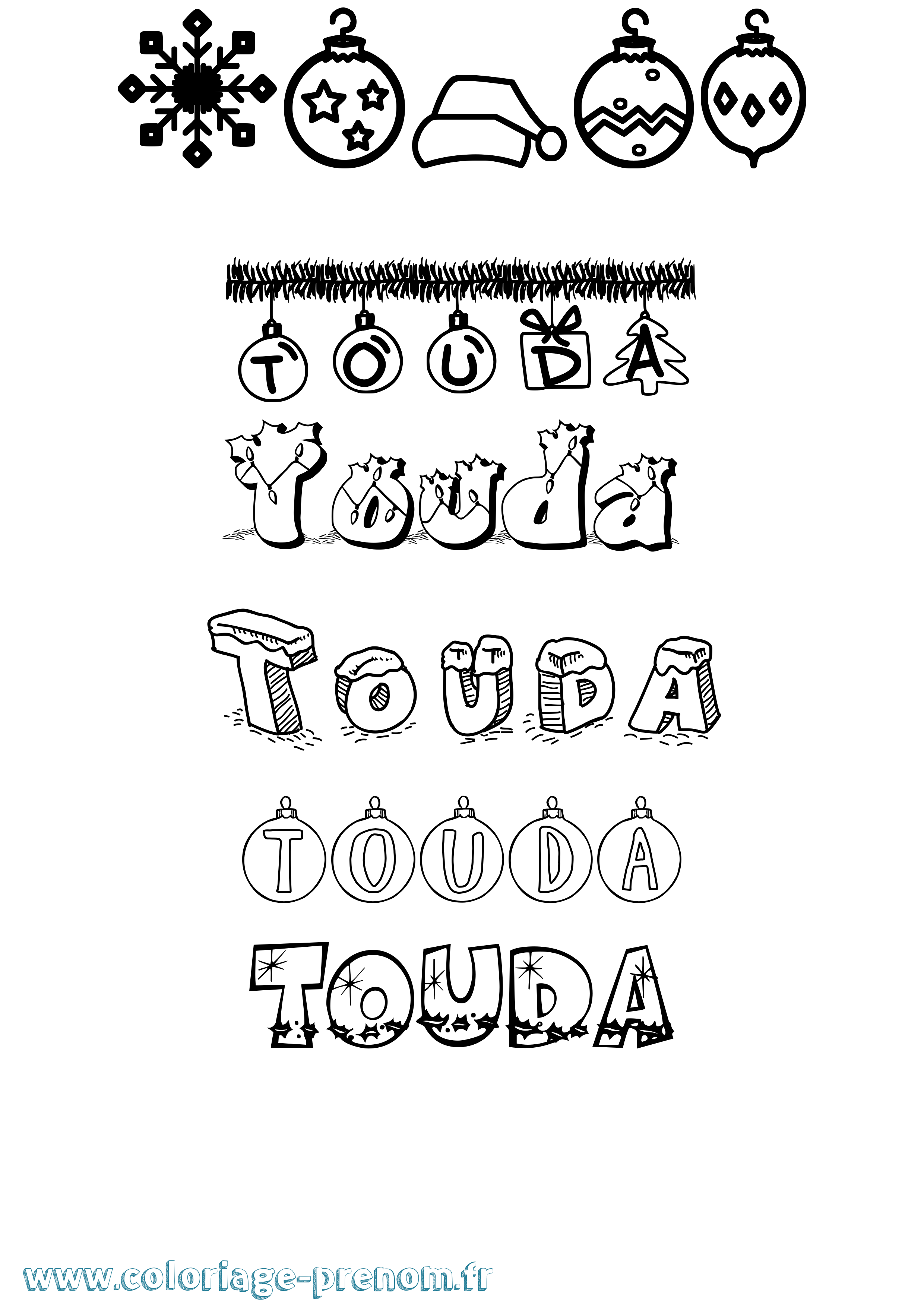 Coloriage Touda Noël Coloriage prénom Touda Noël