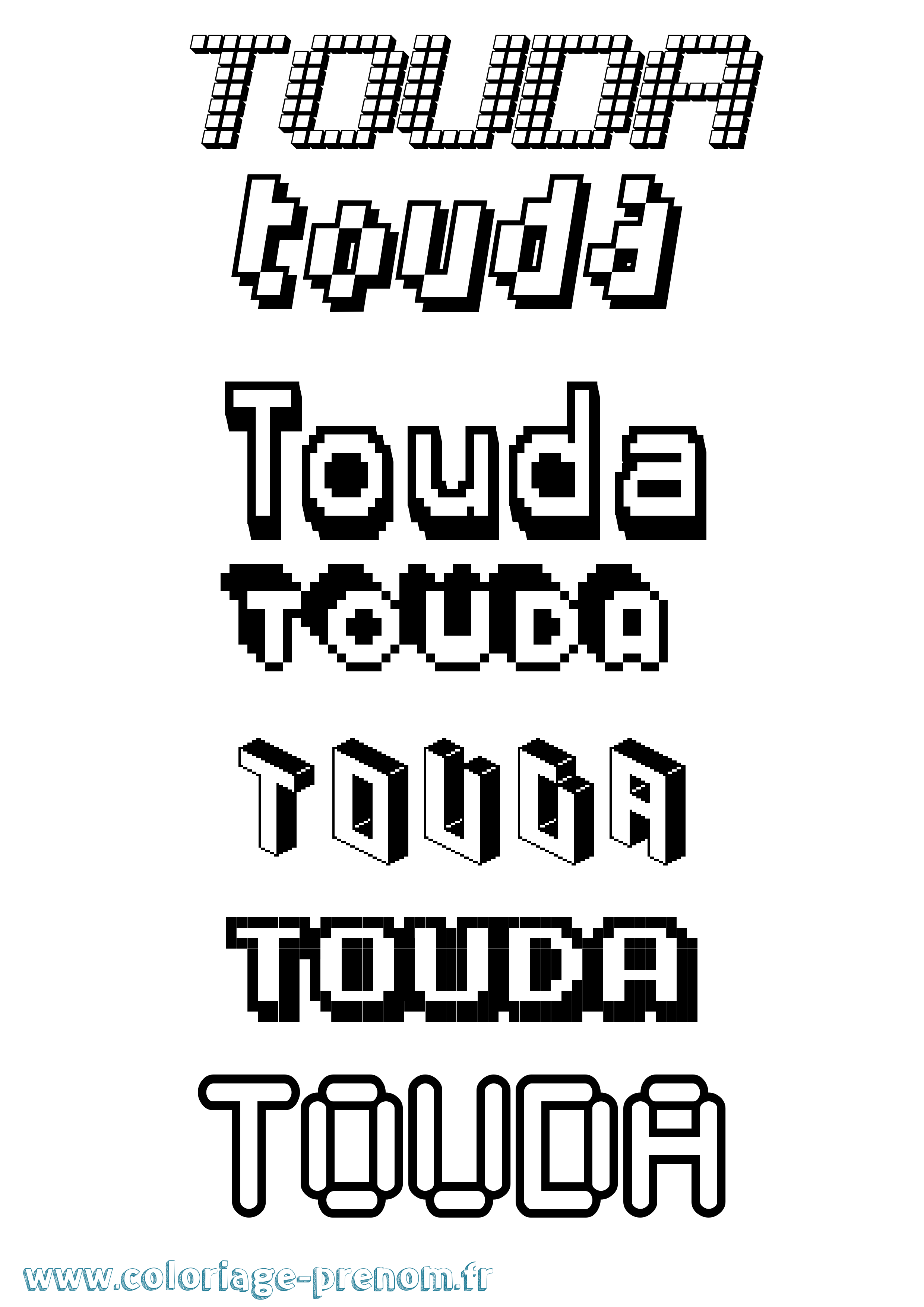 Coloriage Touda Pixel Coloriage prénom Touda Pixel