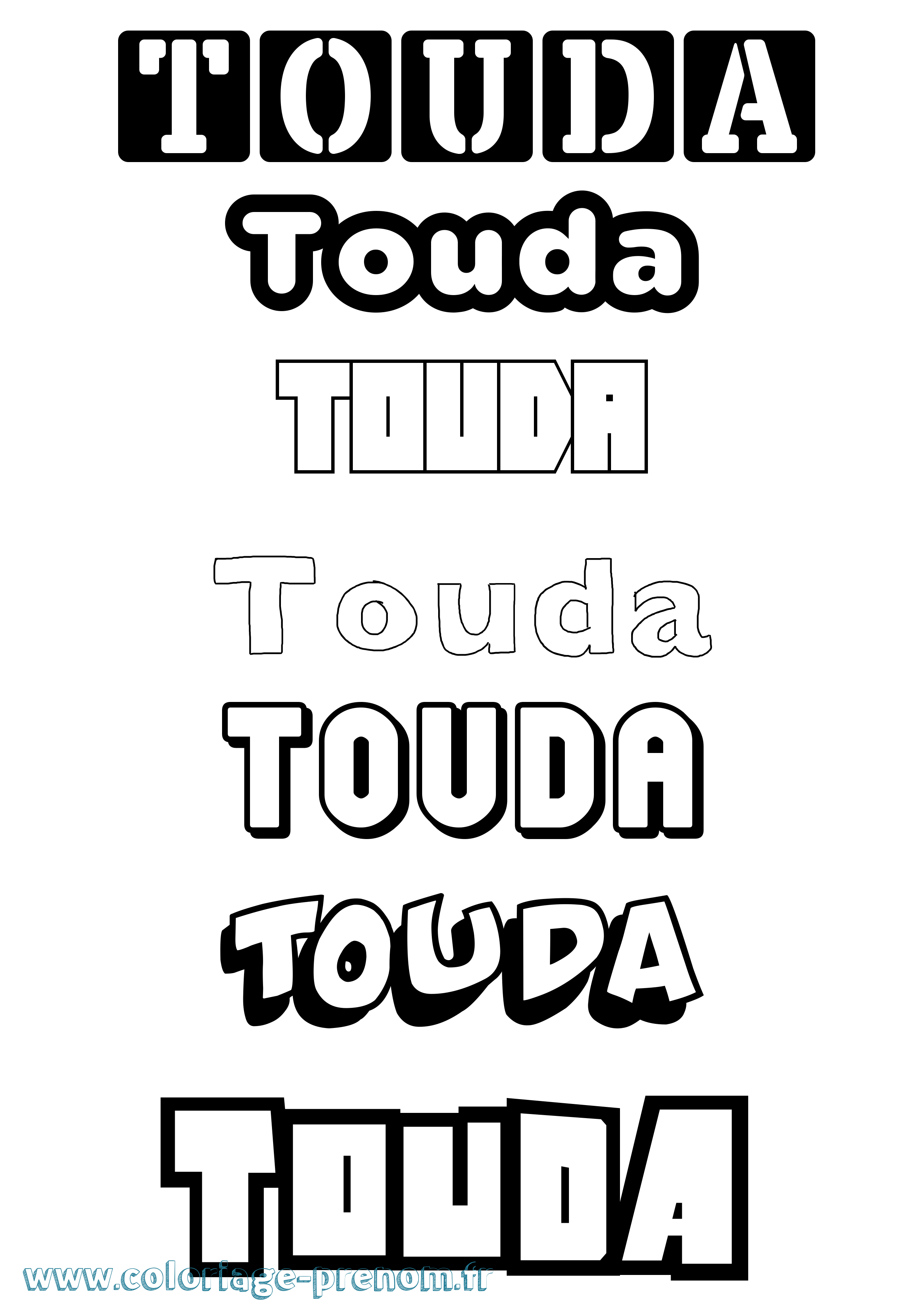 Coloriage Touda Simple Coloriage prénom Touda Simple