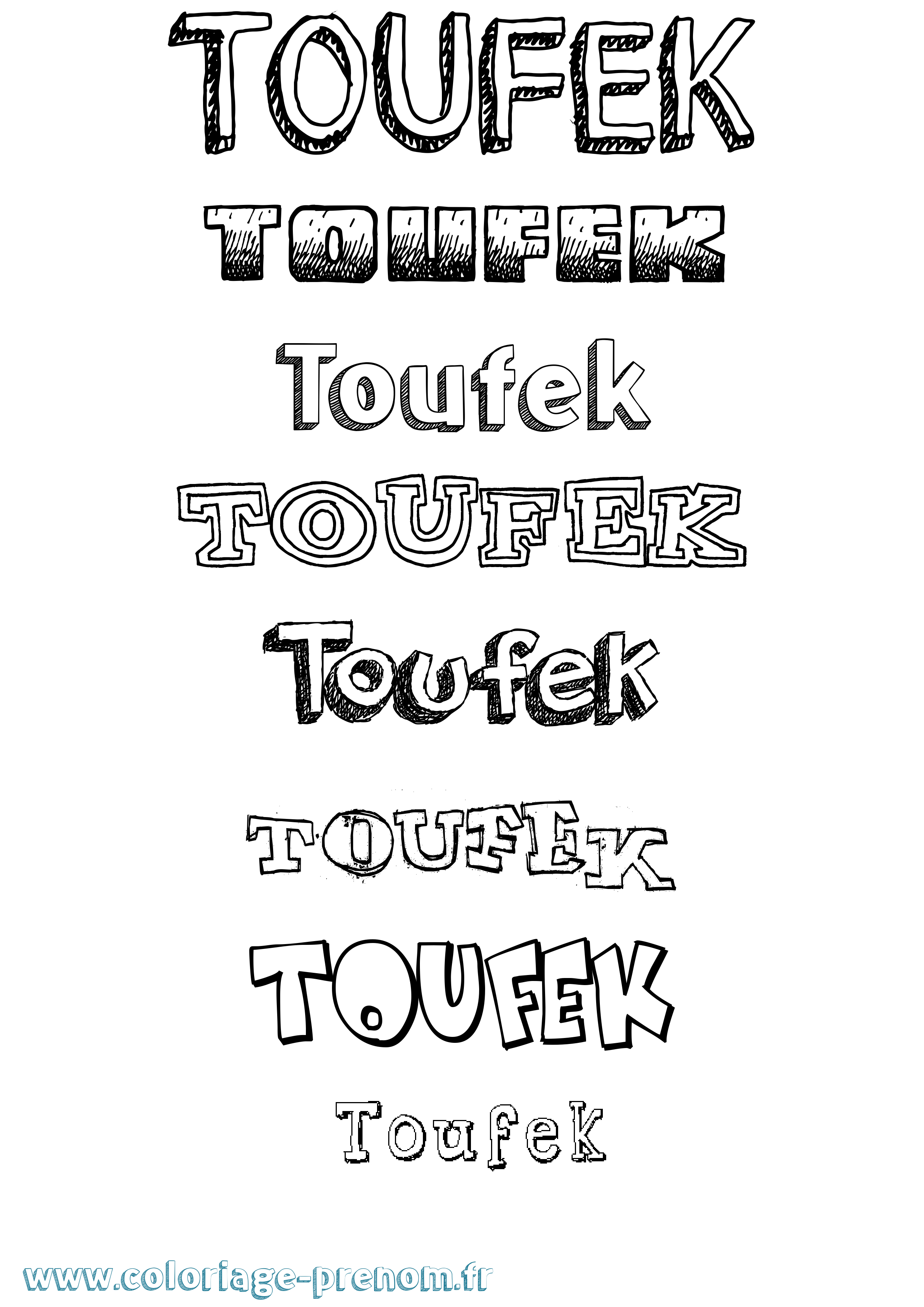 Coloriage Toufek Dessiné Coloriage prénom Toufek Dessiné