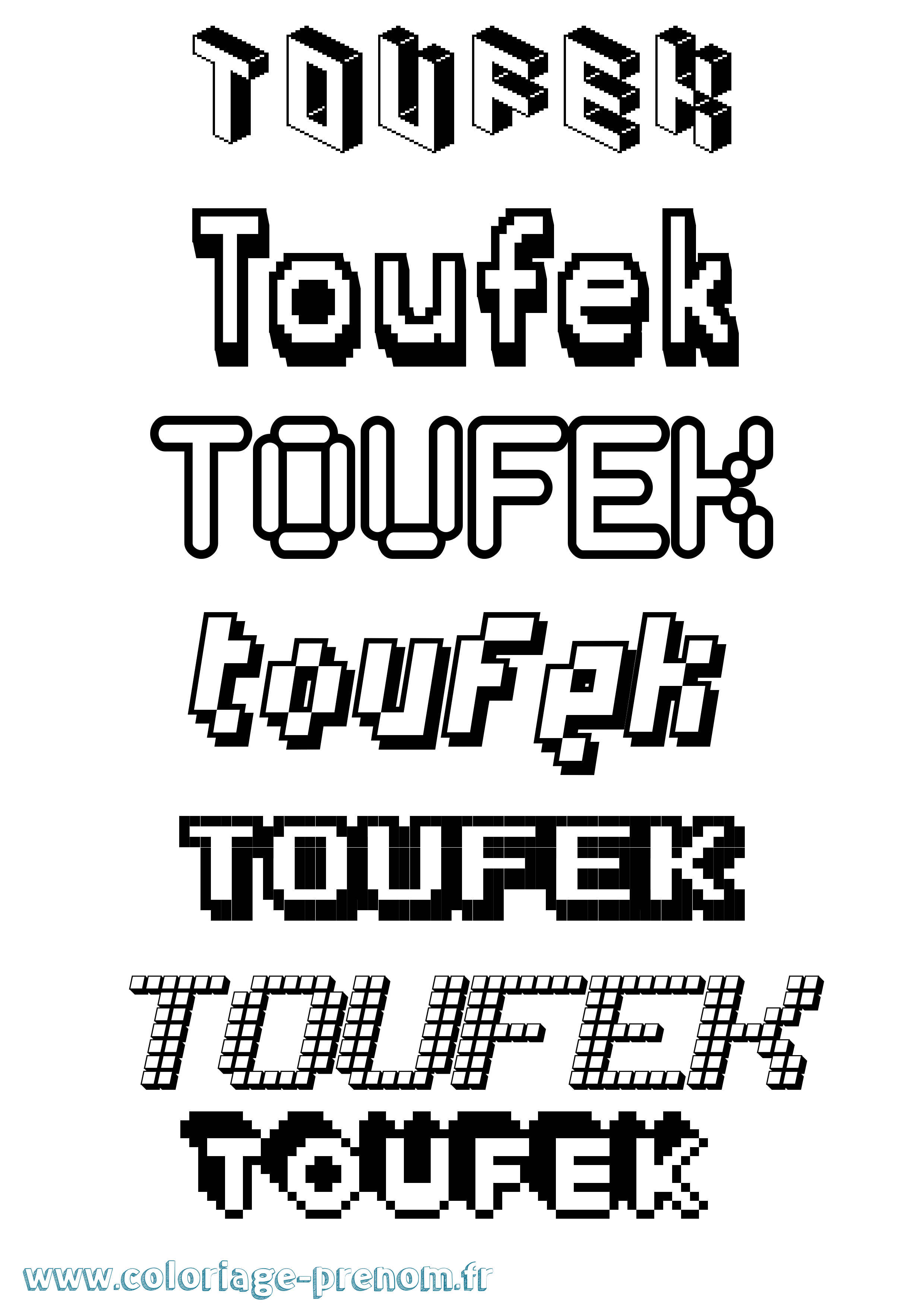 Coloriage Toufek Pixel Coloriage prénom Toufek Pixel