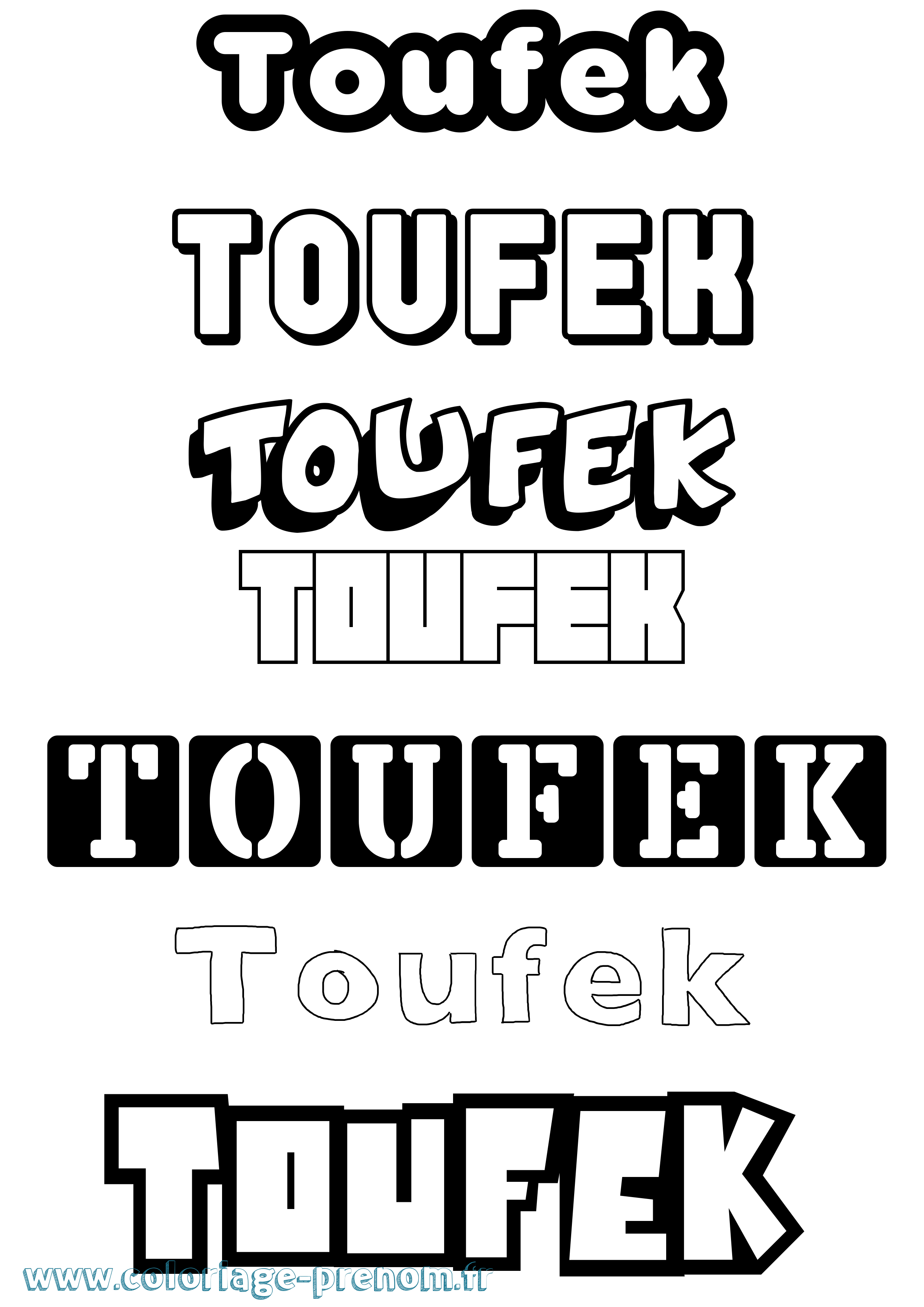 Coloriage Toufek Simple Coloriage prénom Toufek Simple