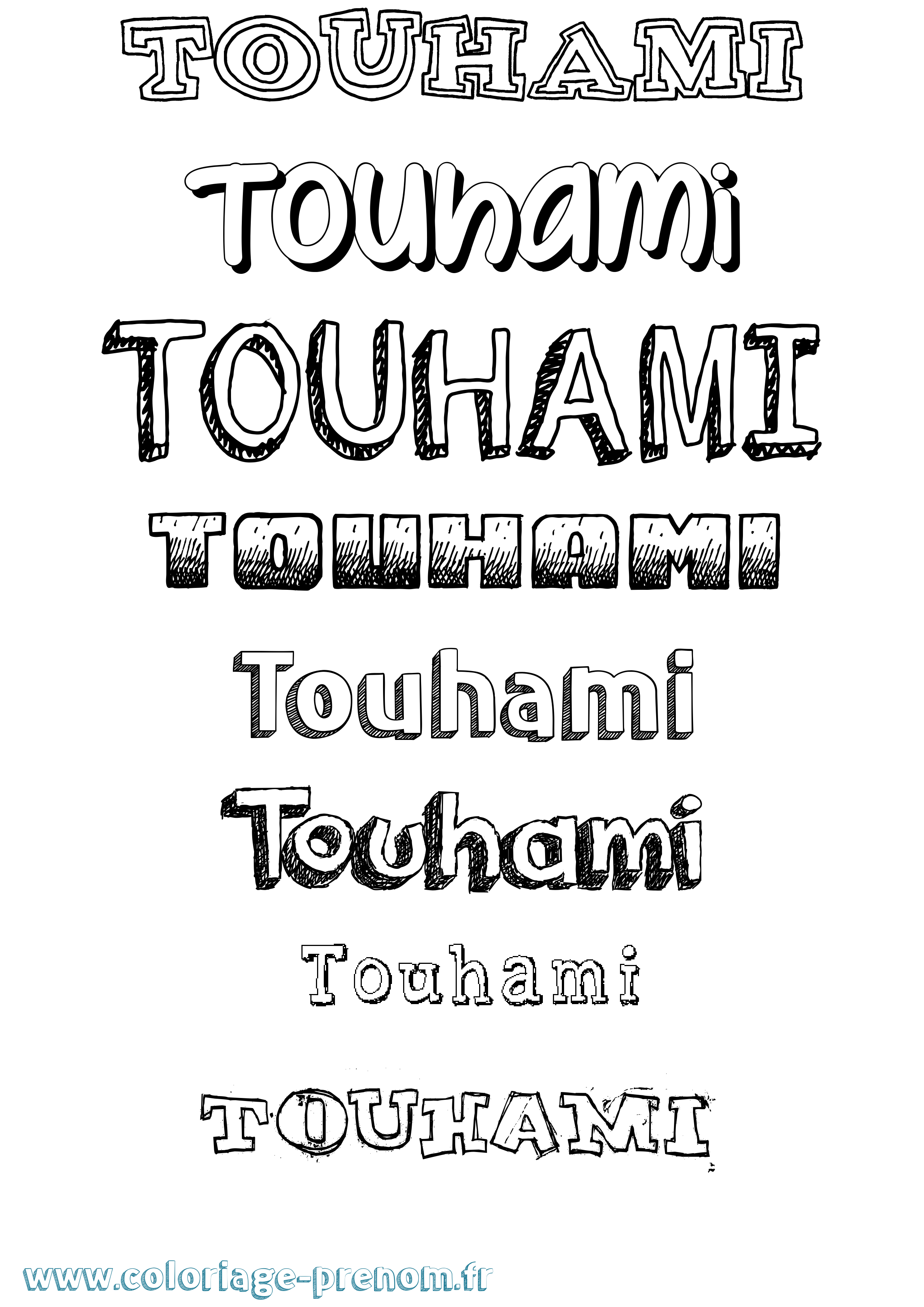 Coloriage Touhami Dessiné Coloriage prénom Touhami Dessiné