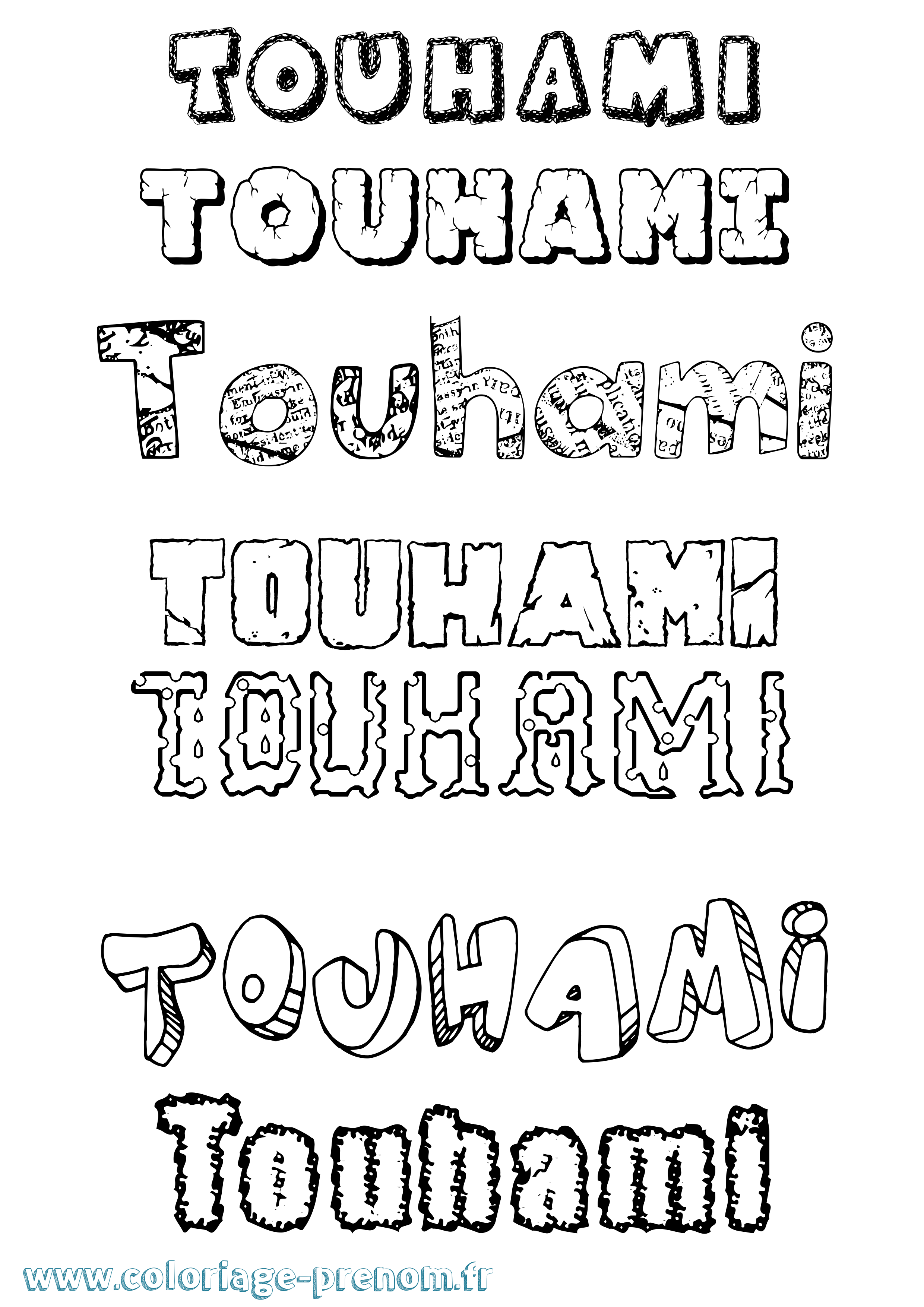Coloriage Touhami Destructuré Coloriage prénom Touhami Destructuré