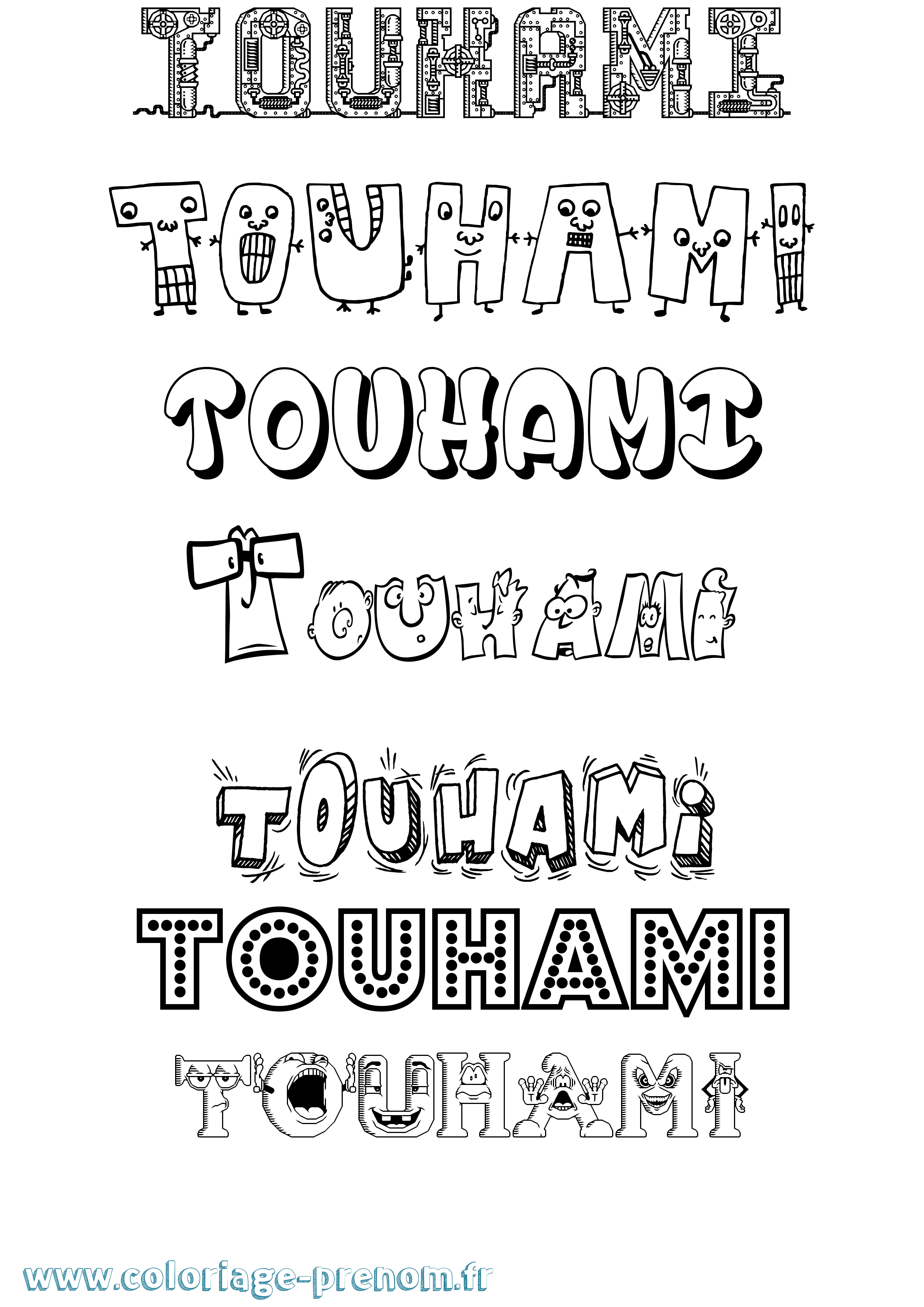 Coloriage Touhami Fun Coloriage prénom Touhami Fun