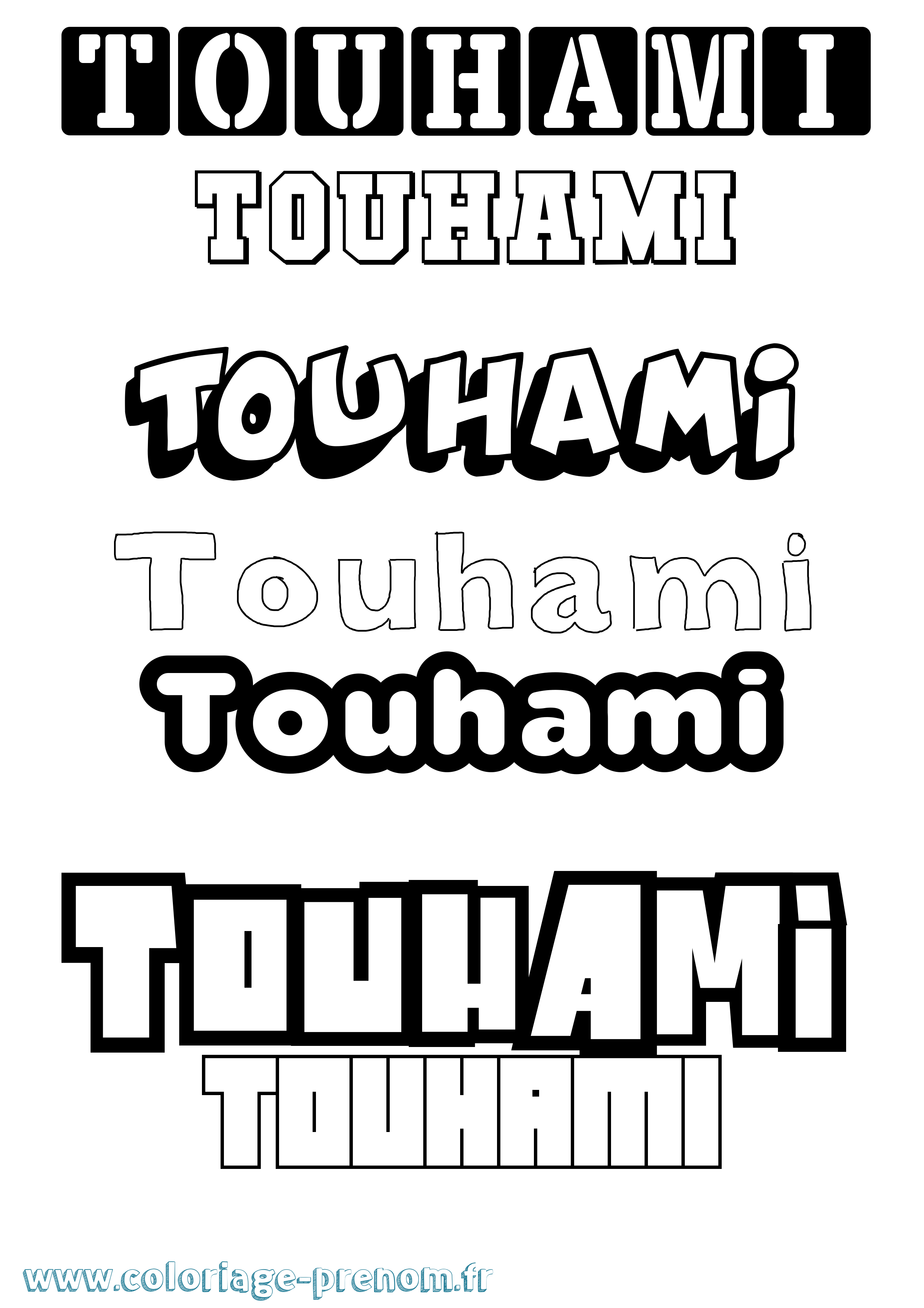 Coloriage Touhami Simple Coloriage prénom Touhami Simple
