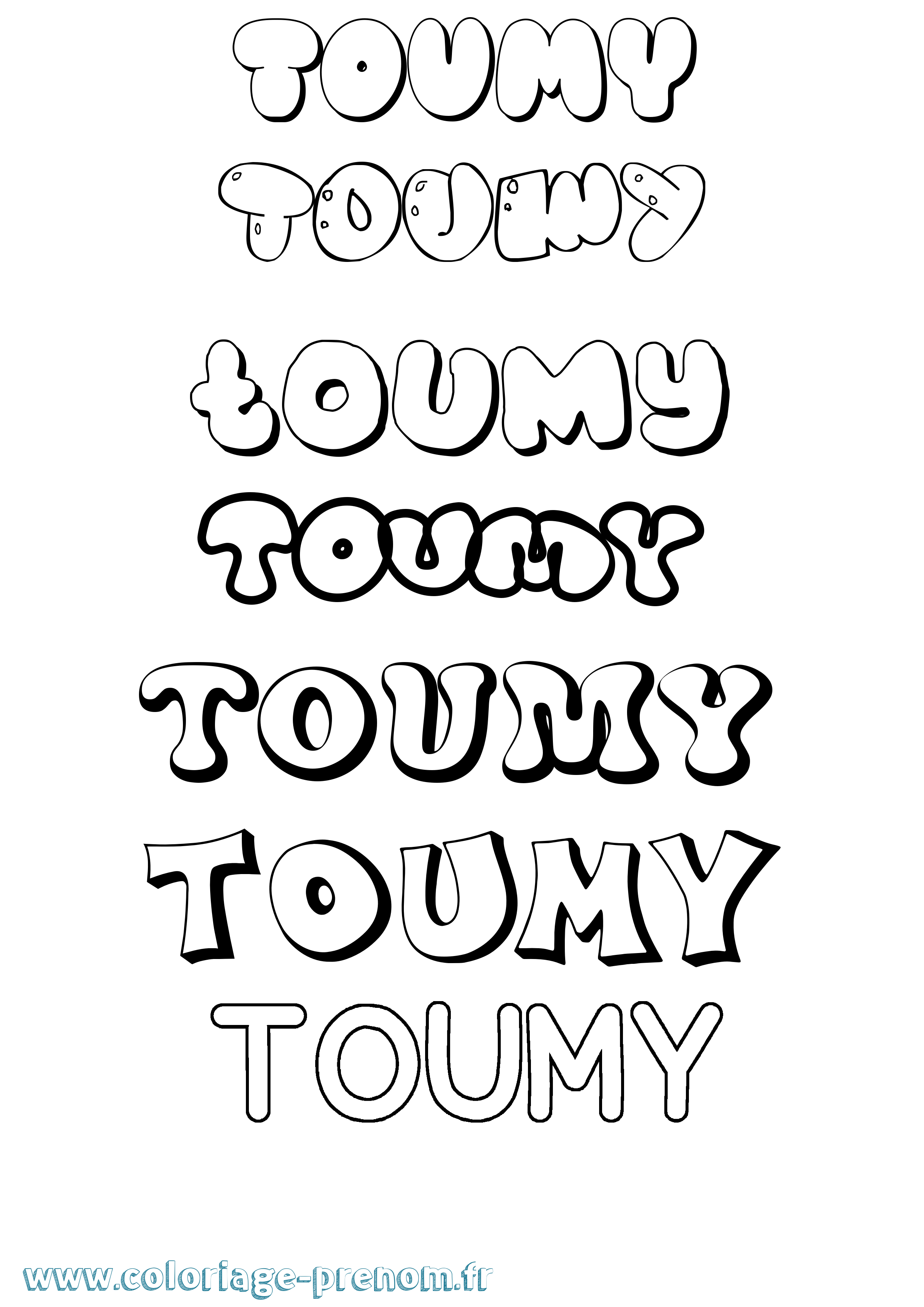 Coloriage Toumy Bubble Coloriage prénom Toumy Bubble
