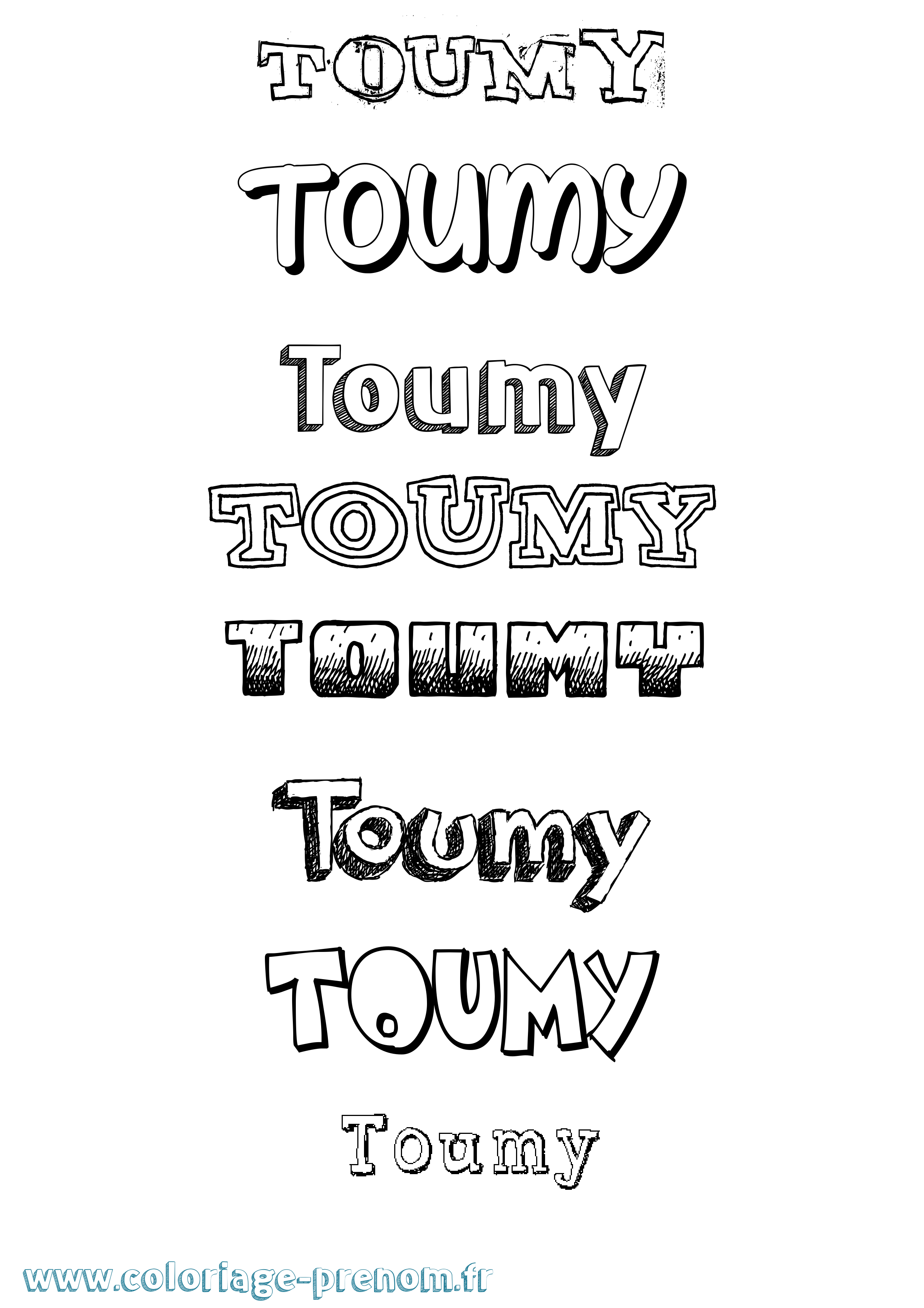 Coloriage Toumy Dessiné Coloriage prénom Toumy Dessiné