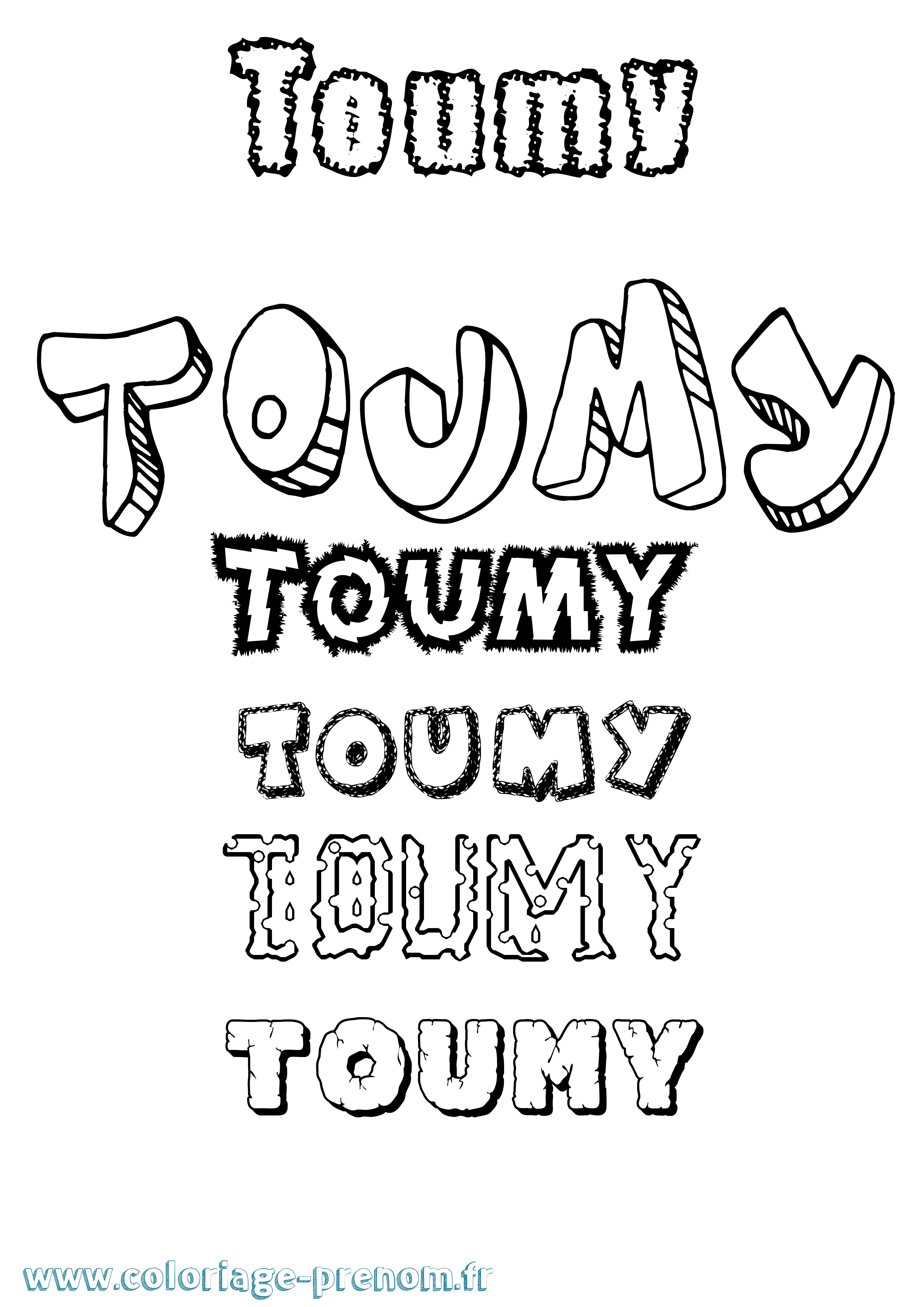 Coloriage Toumy Destructuré Coloriage prénom Toumy Destructuré