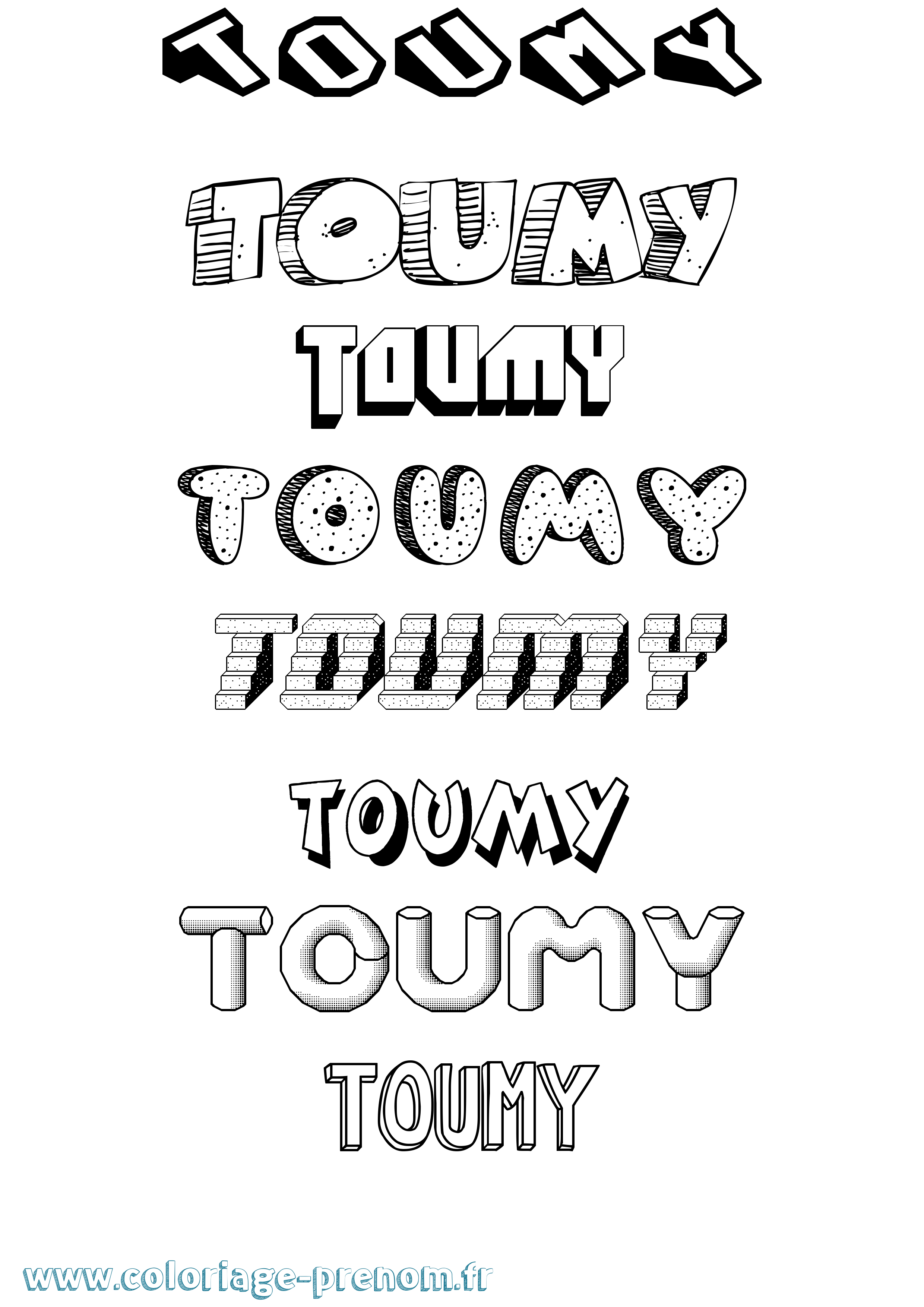 Coloriage Toumy Effet 3D Coloriage prénom Toumy Effet 3D