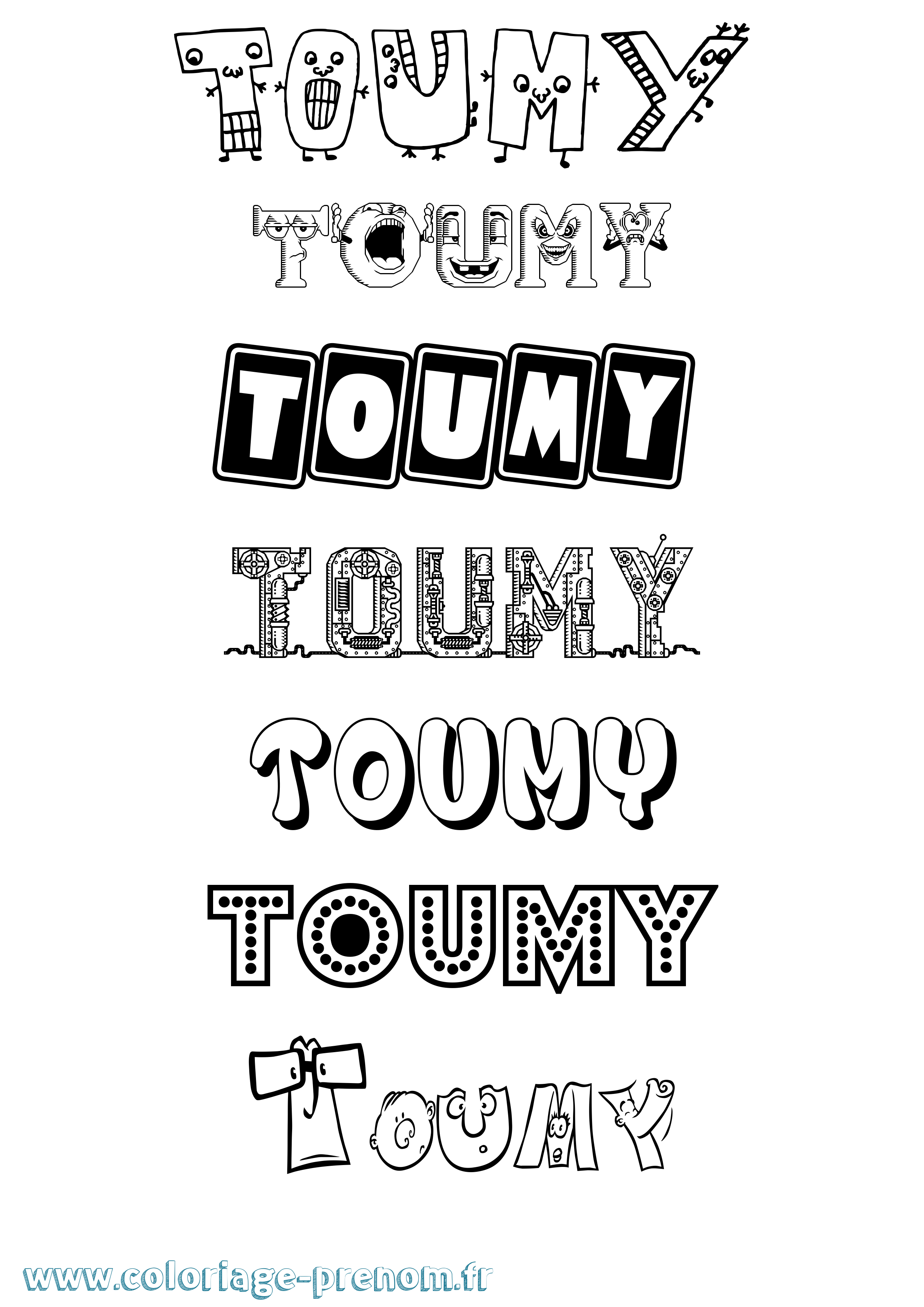 Coloriage Toumy Fun Coloriage prénom Toumy Fun