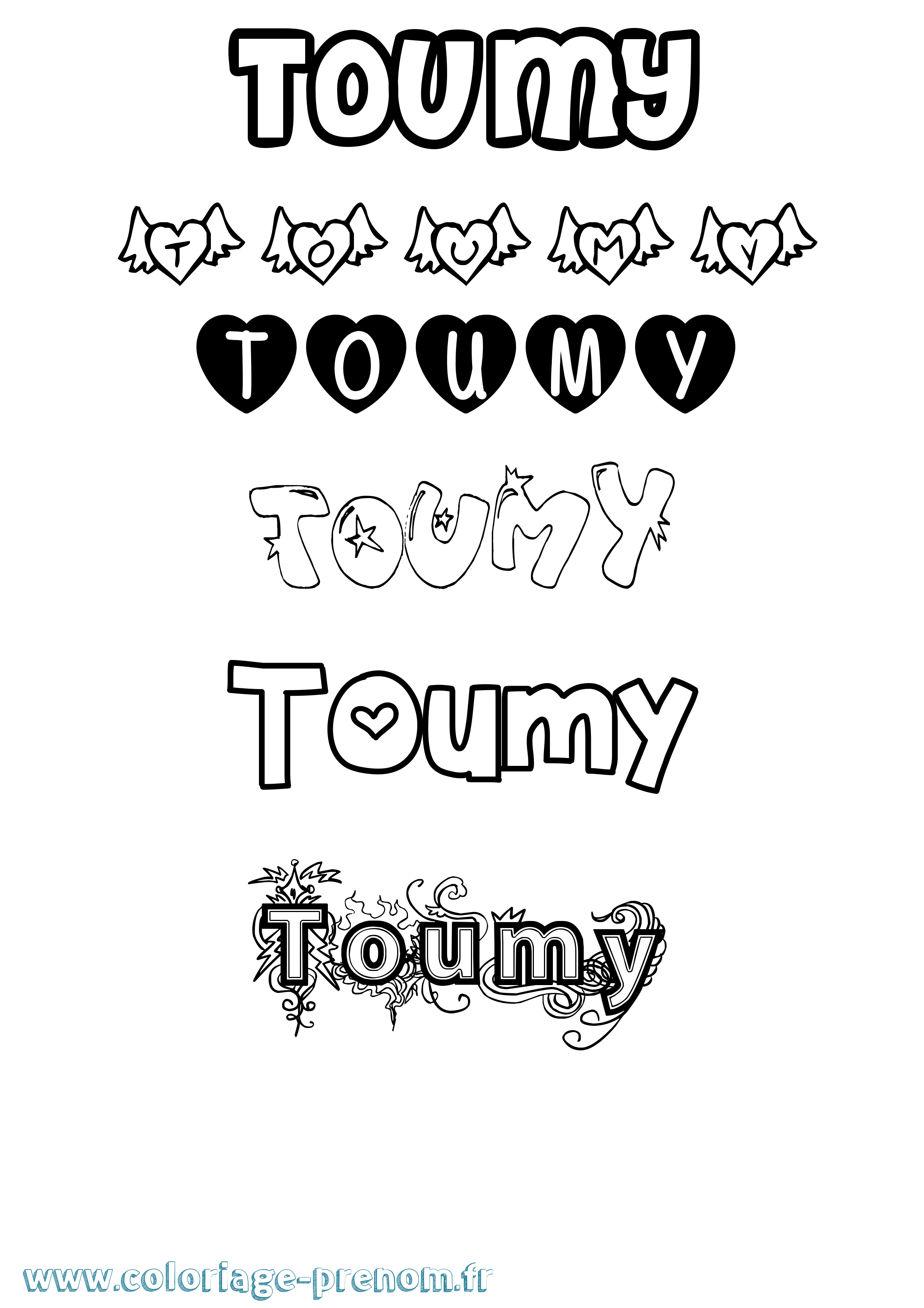 Coloriage Toumy Girly Coloriage prénom Toumy Girly