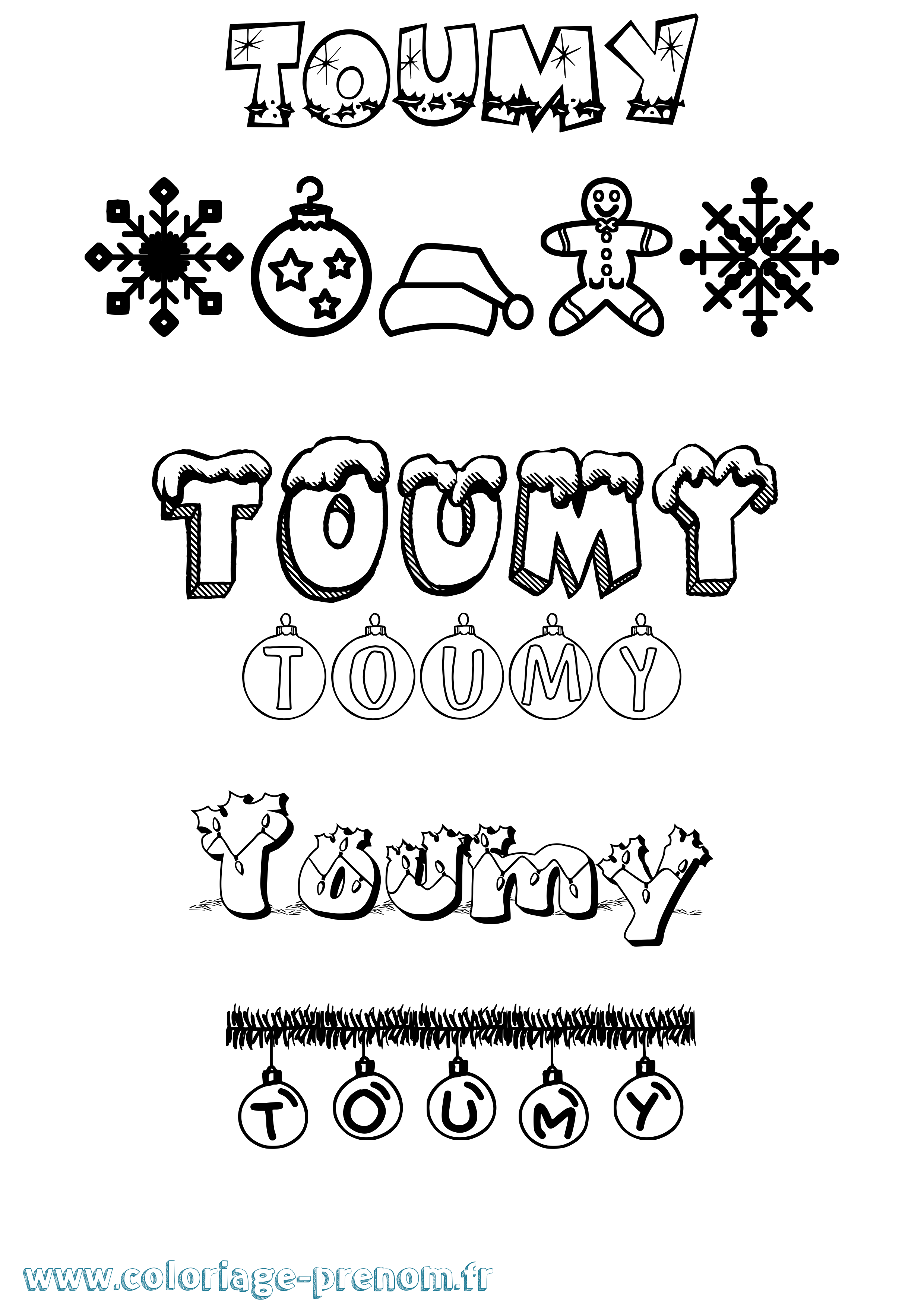 Coloriage Toumy Noël Coloriage prénom Toumy Noël