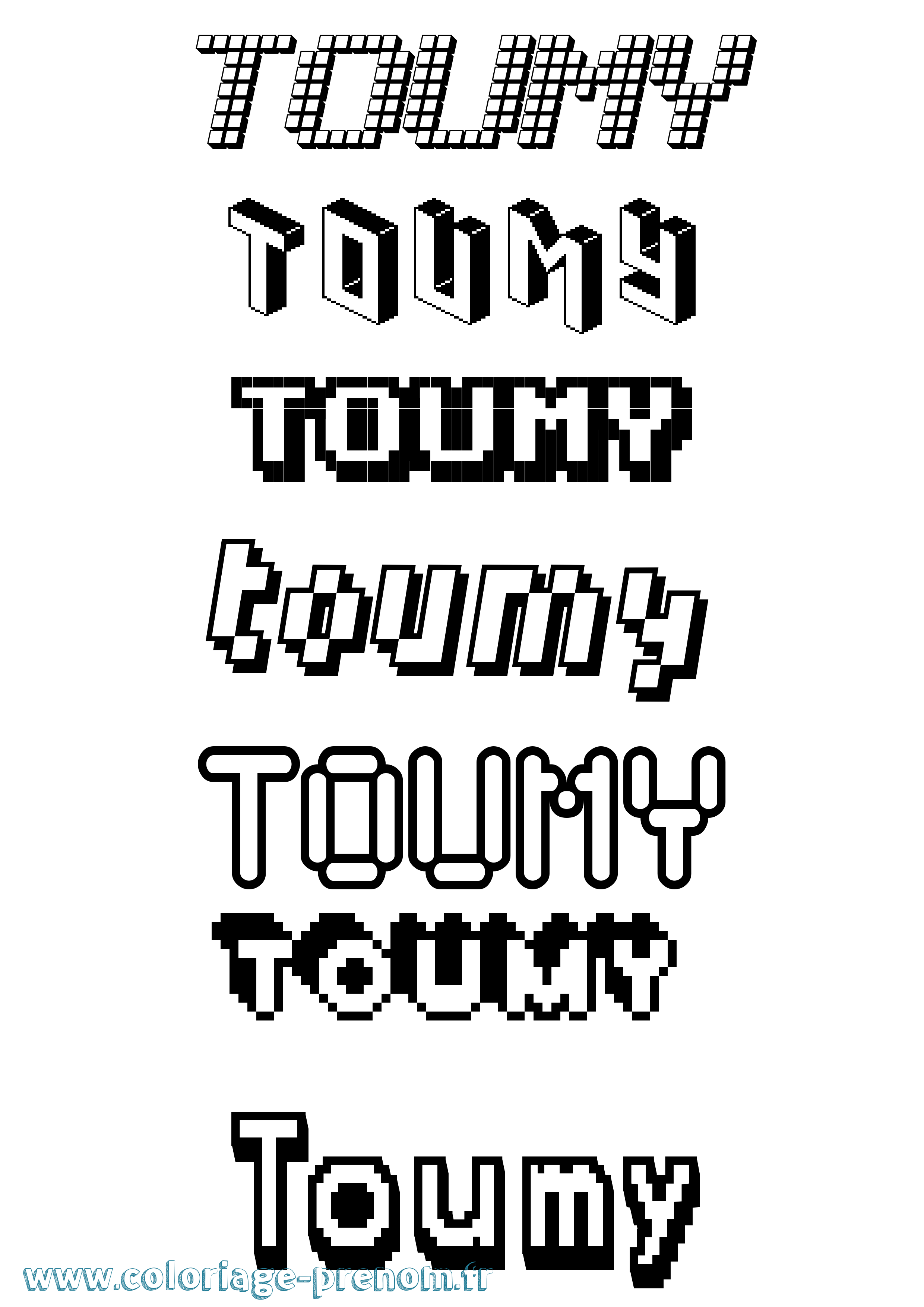 Coloriage Toumy Pixel Coloriage prénom Toumy Pixel