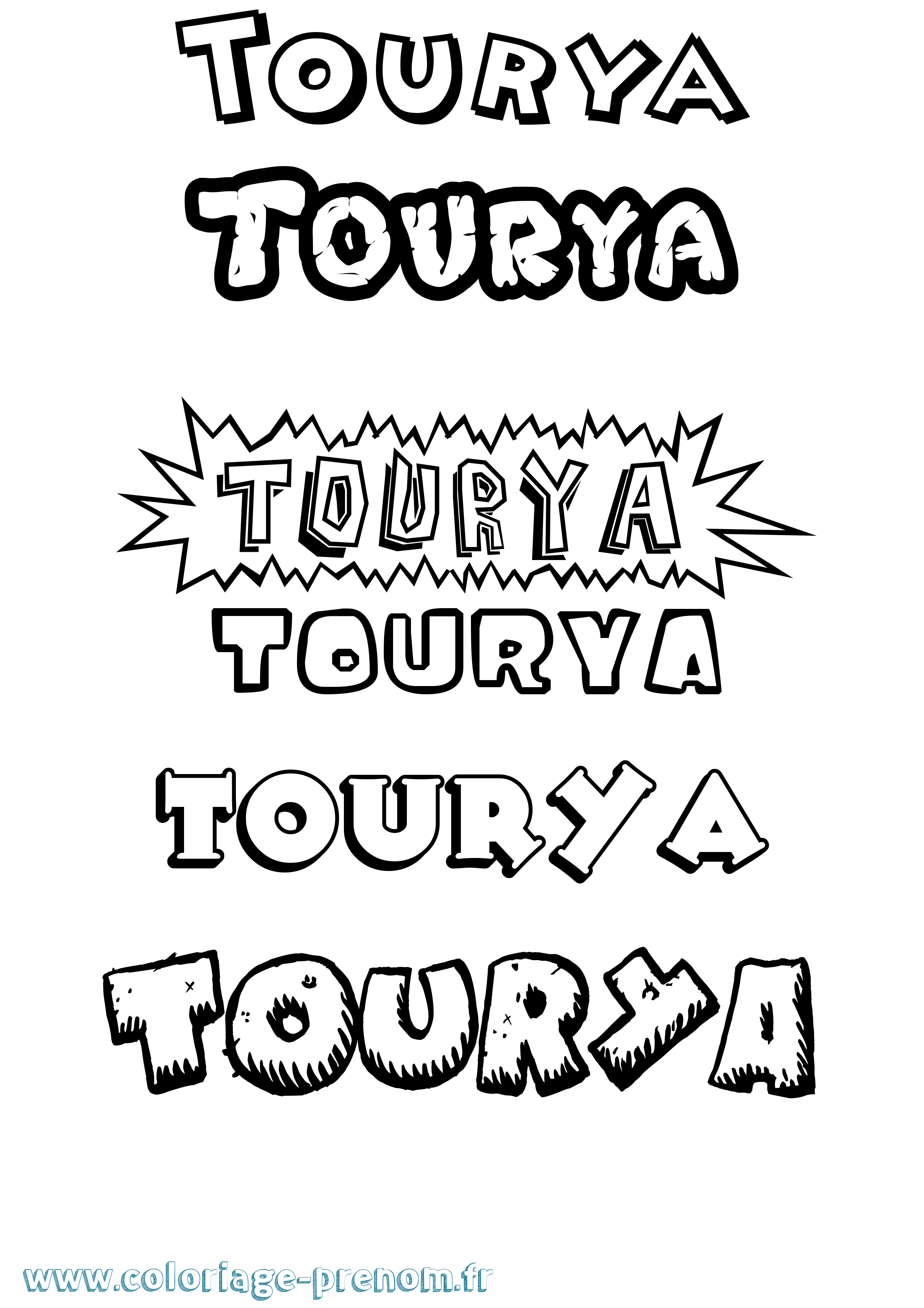 Coloriage Tourya Dessin Animé Coloriage prénom Tourya Dessin Animé