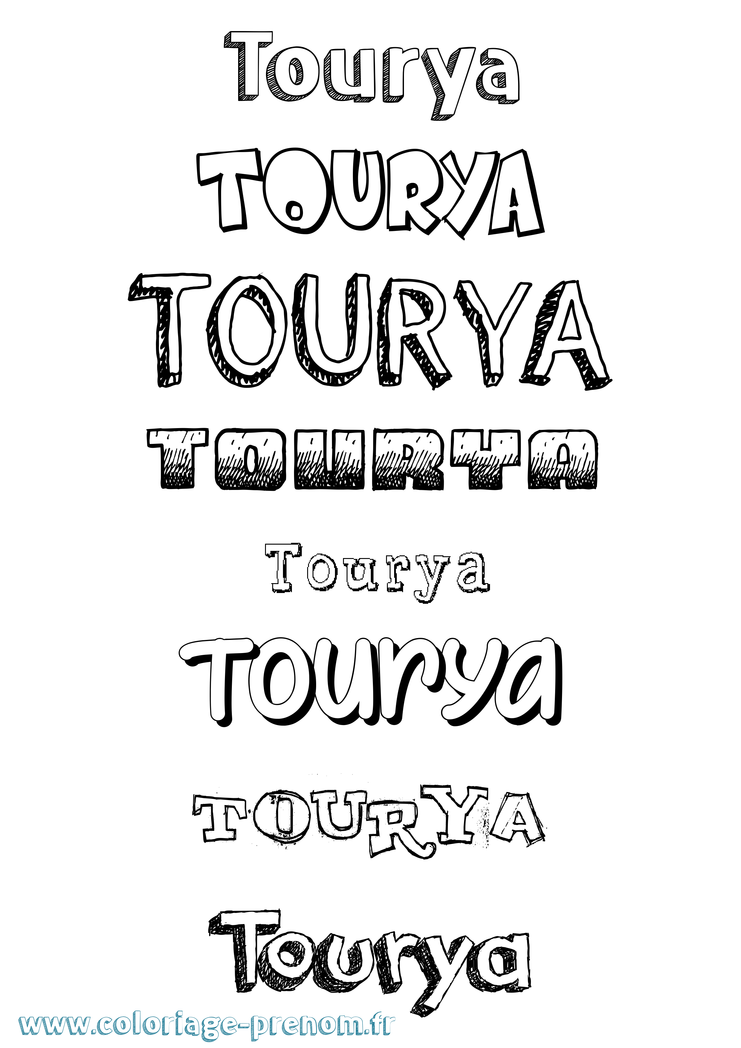Coloriage Tourya Dessiné Coloriage prénom Tourya Dessiné