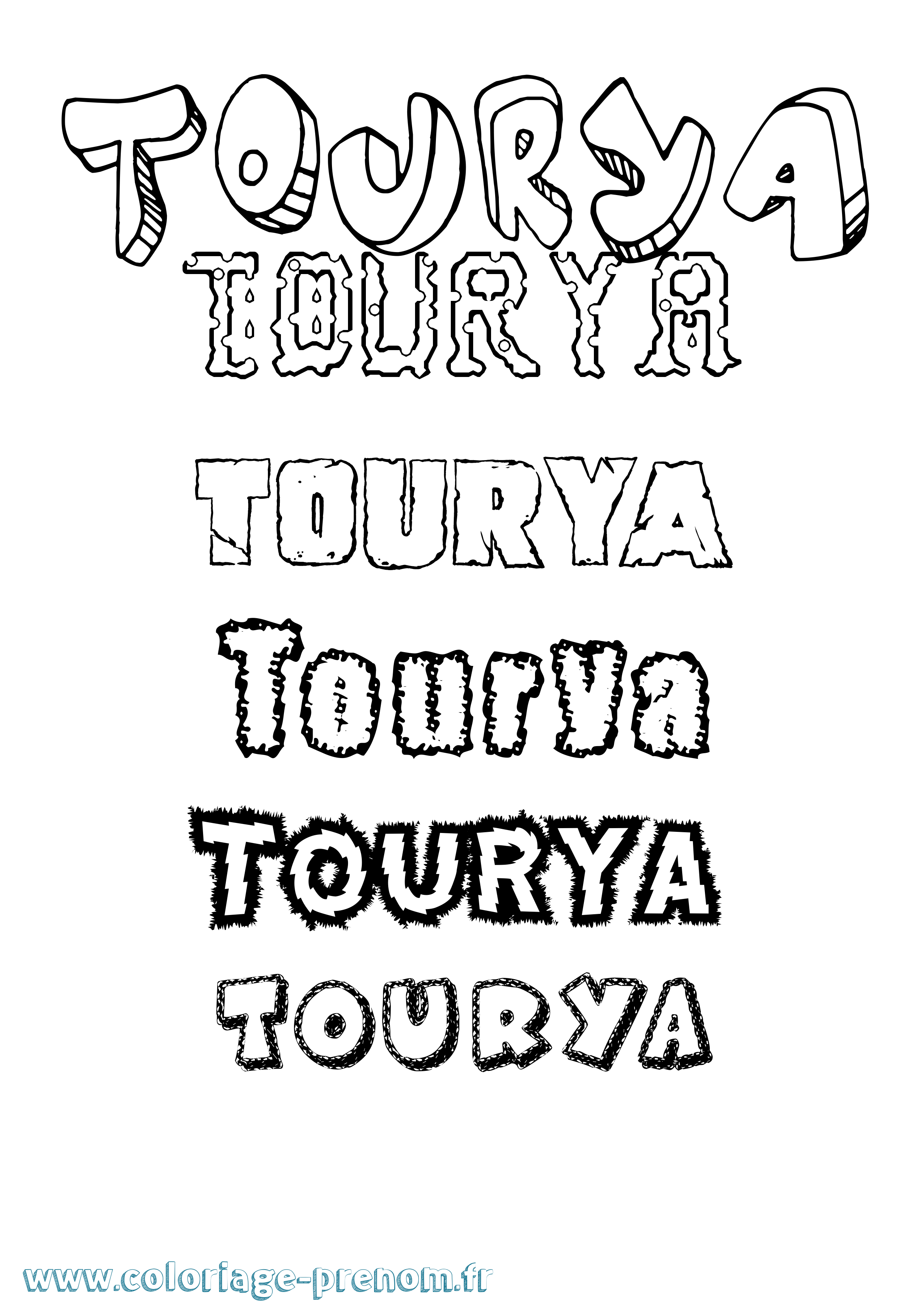 Coloriage Tourya Destructuré Coloriage prénom Tourya Destructuré