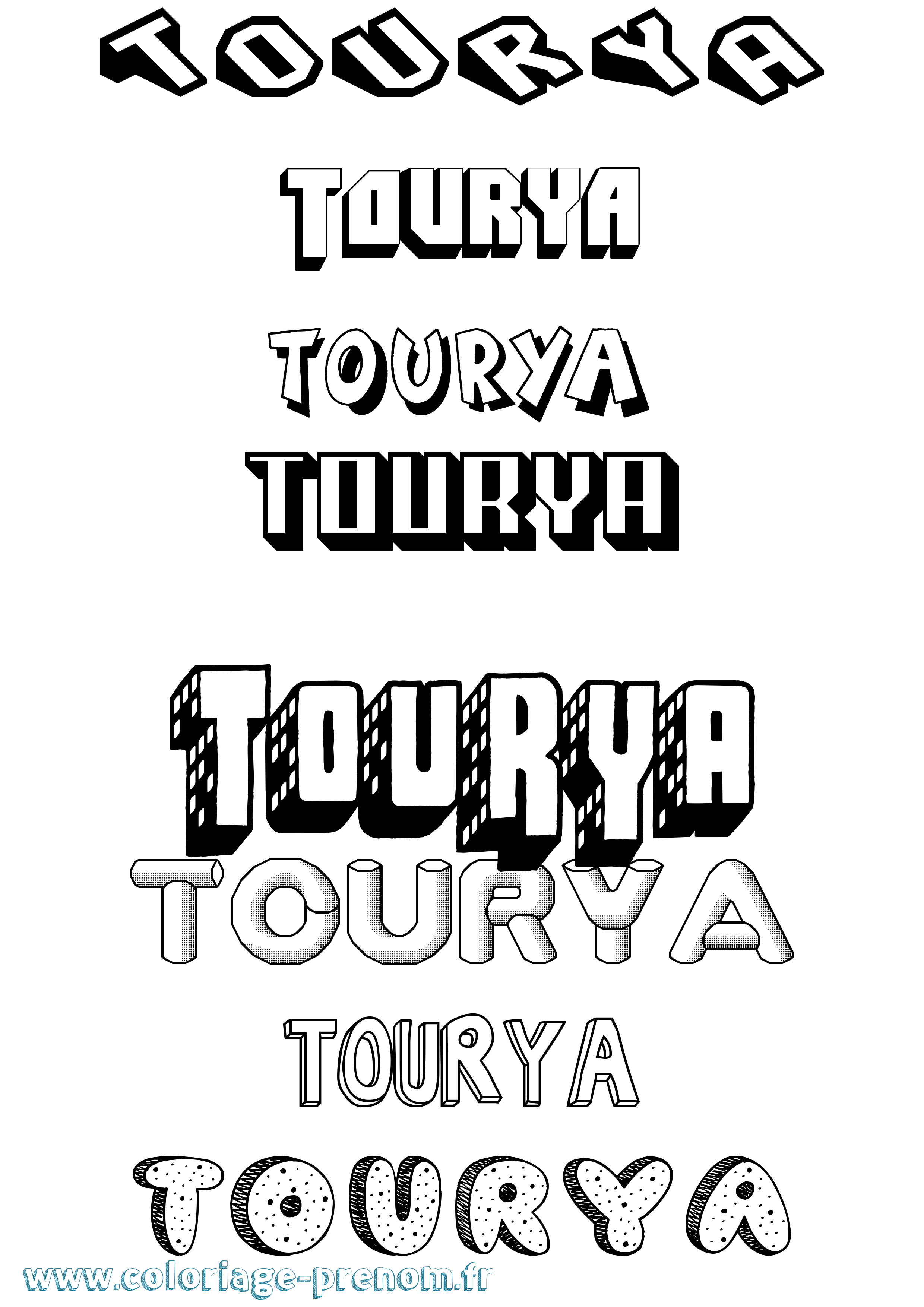 Coloriage Tourya Effet 3D Coloriage prénom Tourya Effet 3D