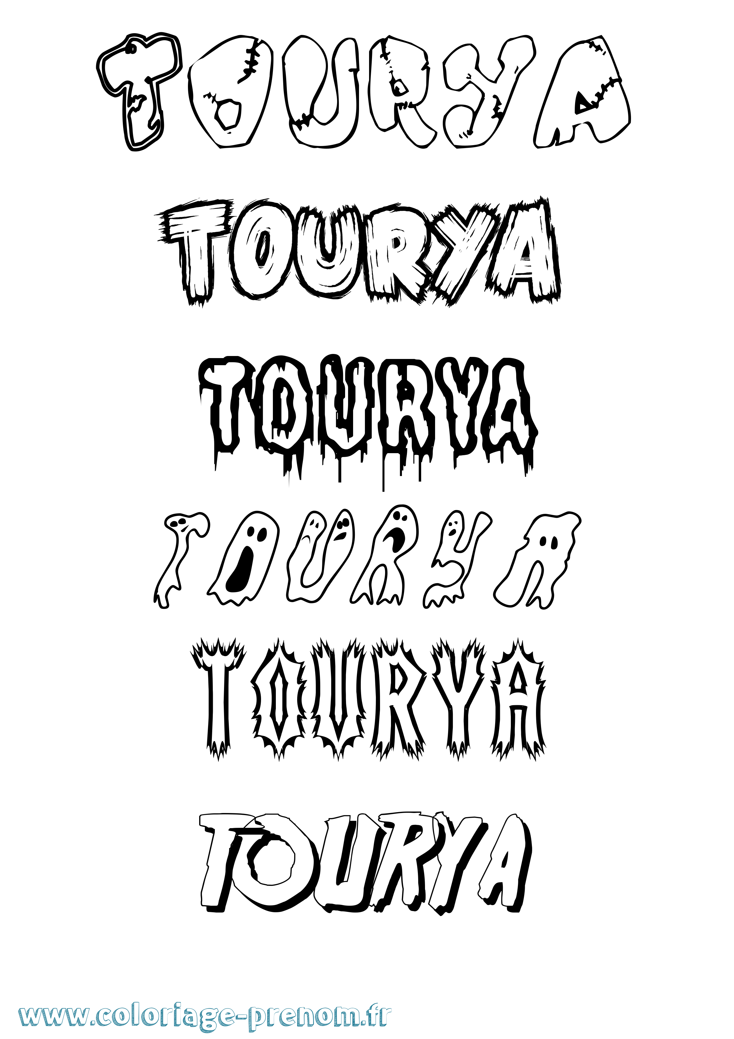 Coloriage Tourya Frisson Coloriage prénom Tourya Frisson