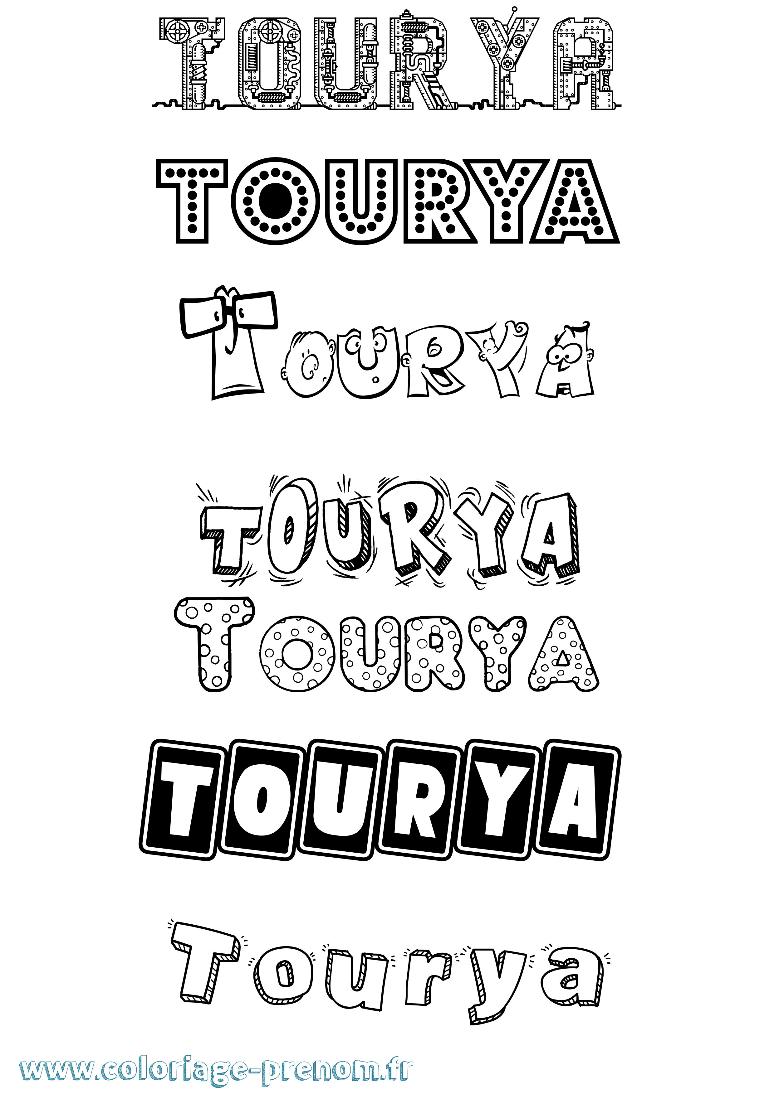Coloriage Tourya Fun Coloriage prénom Tourya Fun
