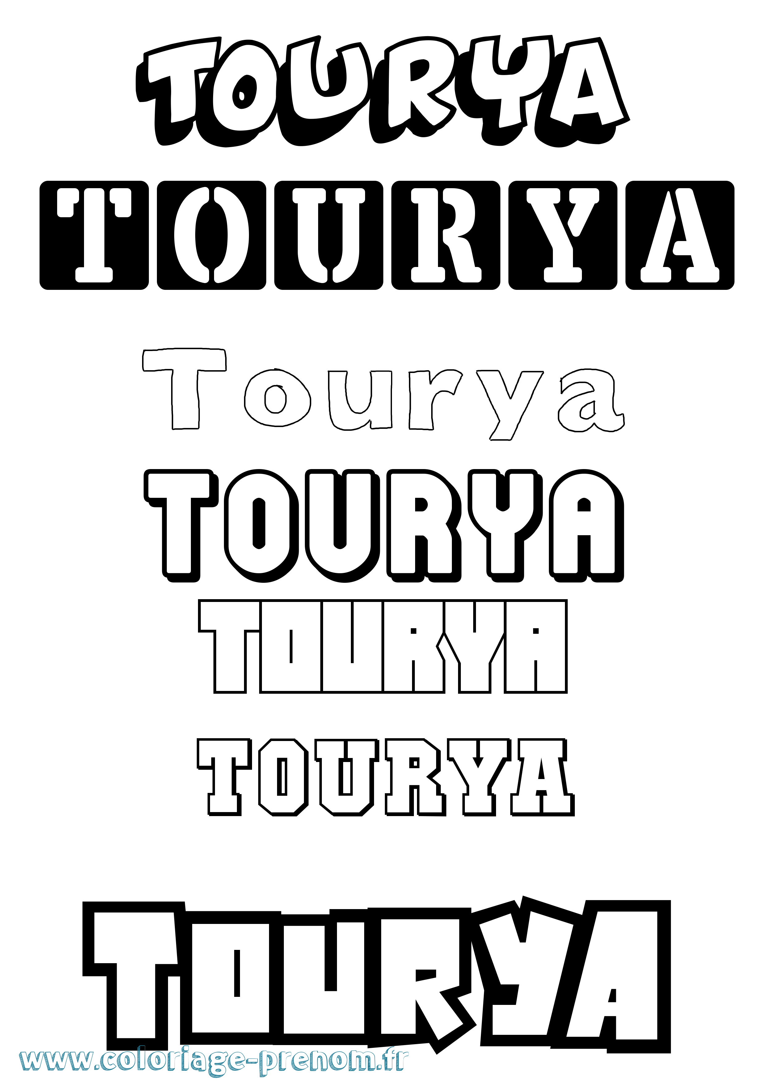 Coloriage Tourya Simple Coloriage prénom Tourya Simple