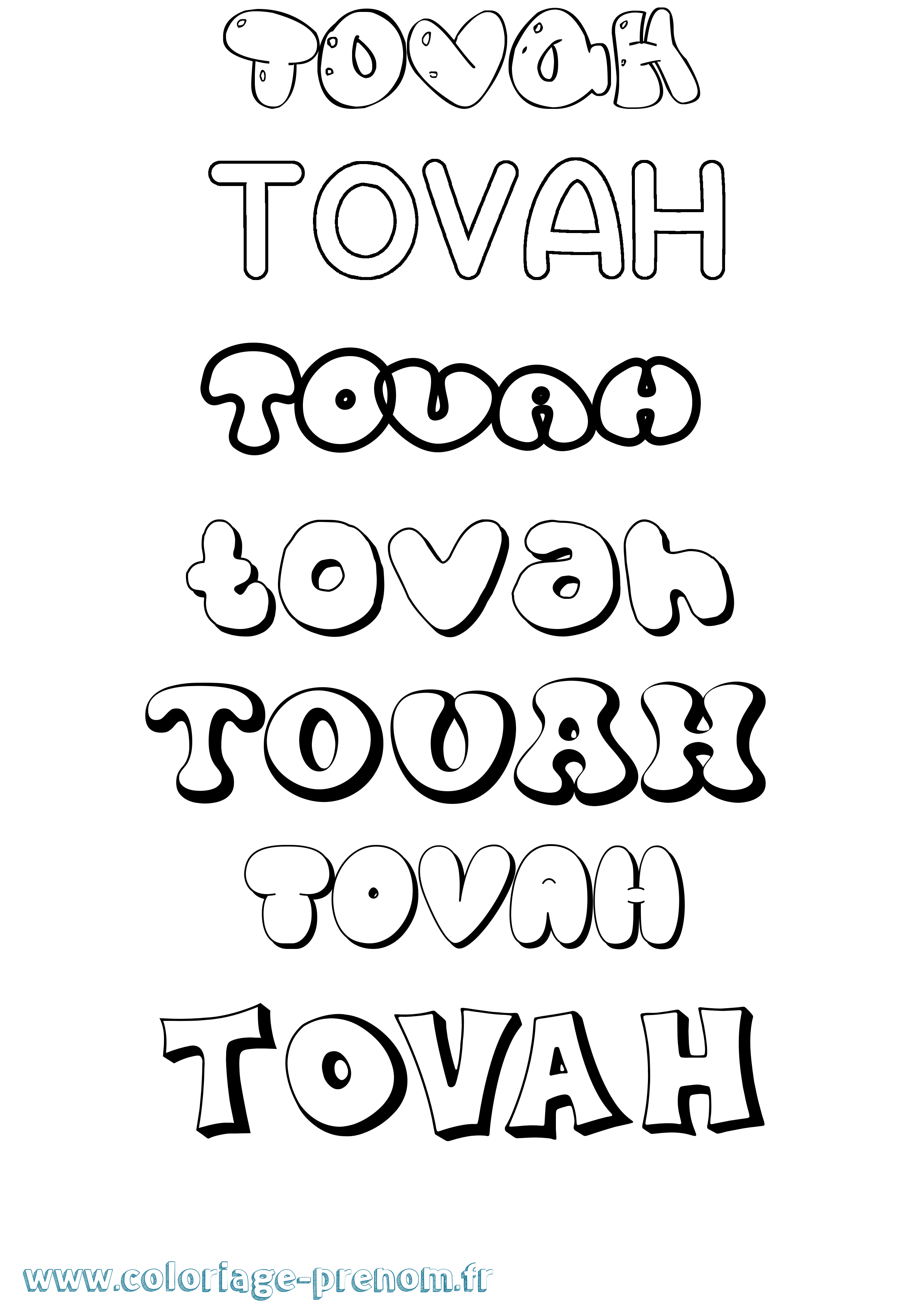 Coloriage Tovah Bubble Coloriage prénom Tovah Bubble