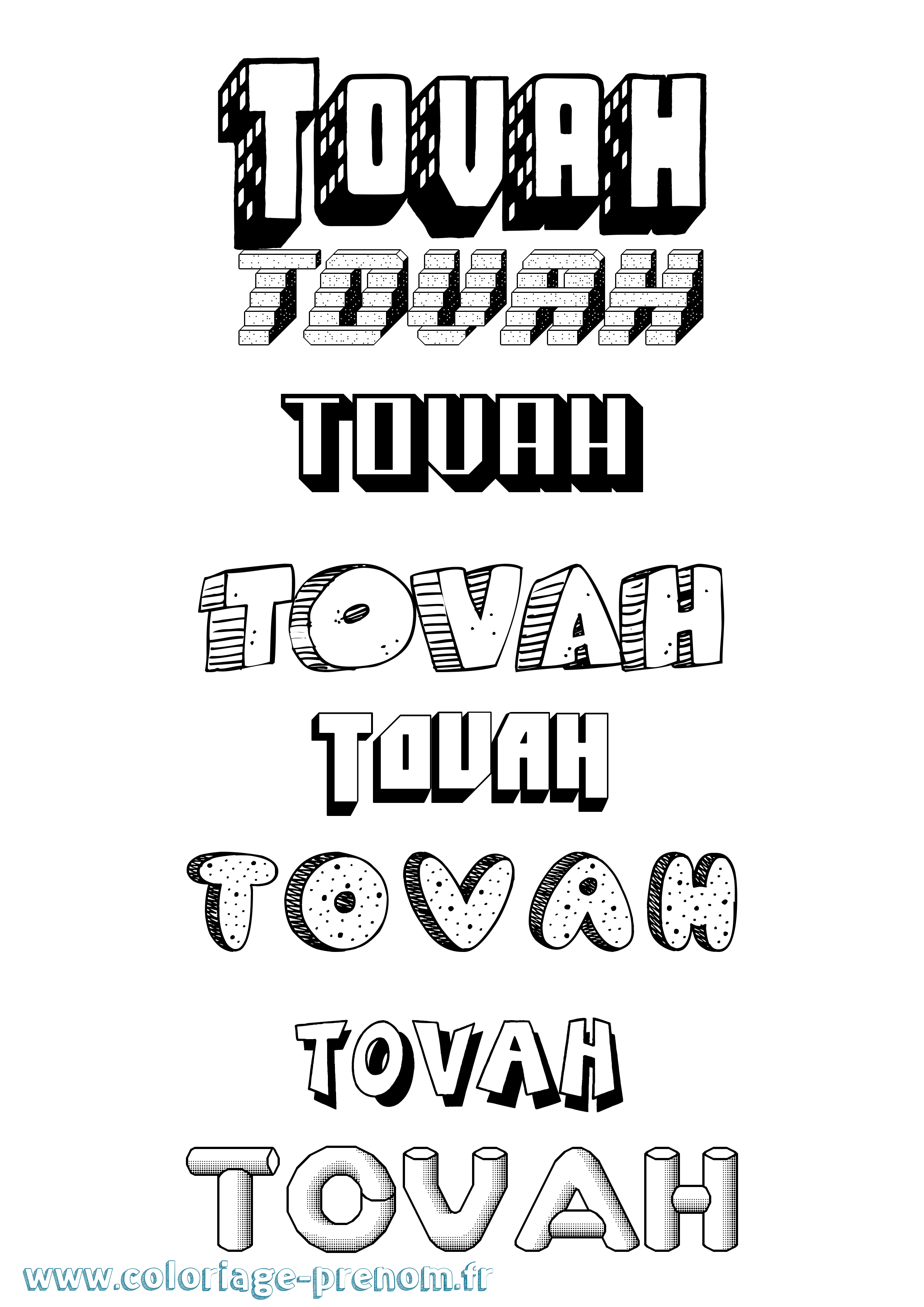 Coloriage Tovah Effet 3D Coloriage prénom Tovah Effet 3D