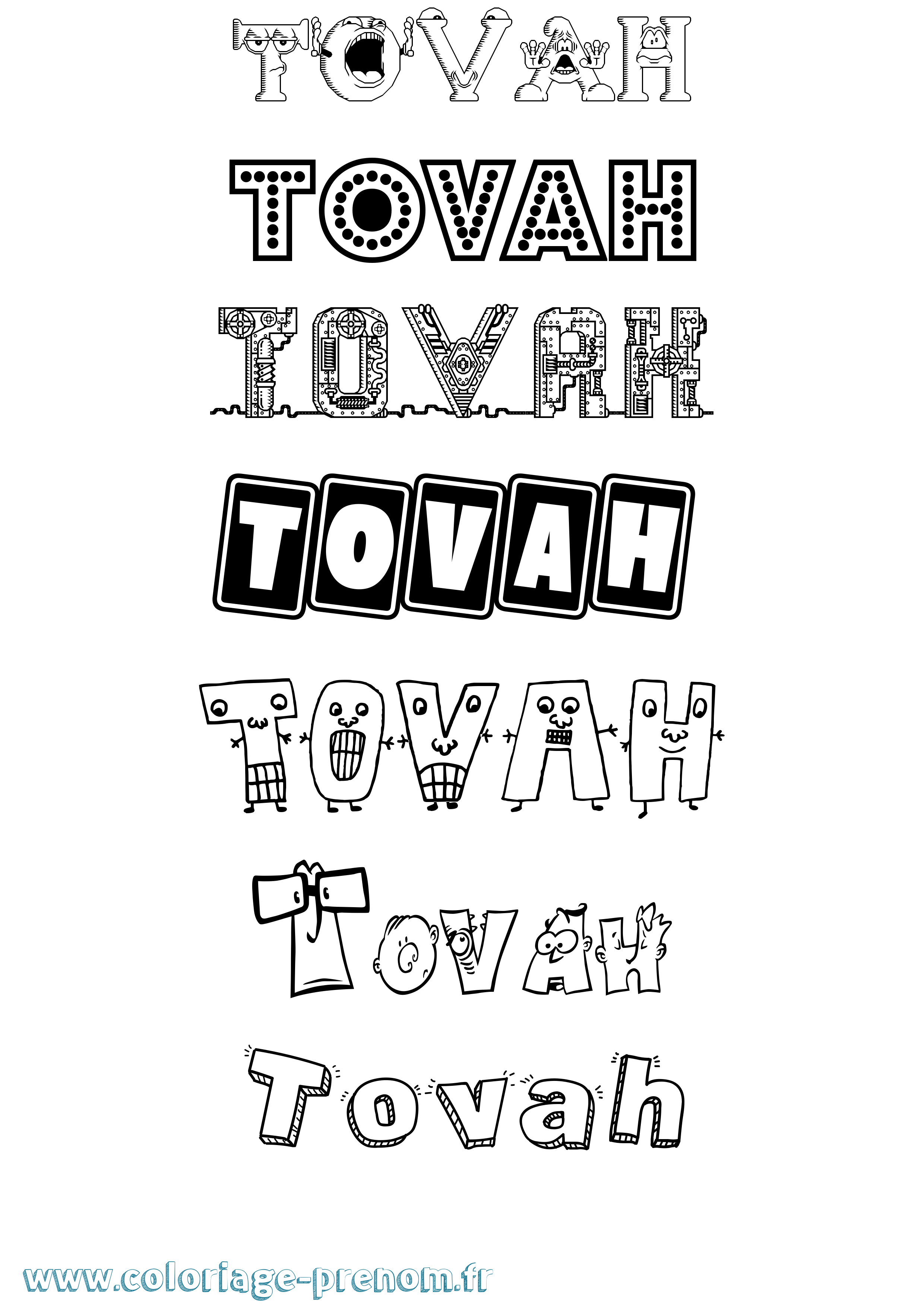Coloriage Tovah Fun Coloriage prénom Tovah Fun