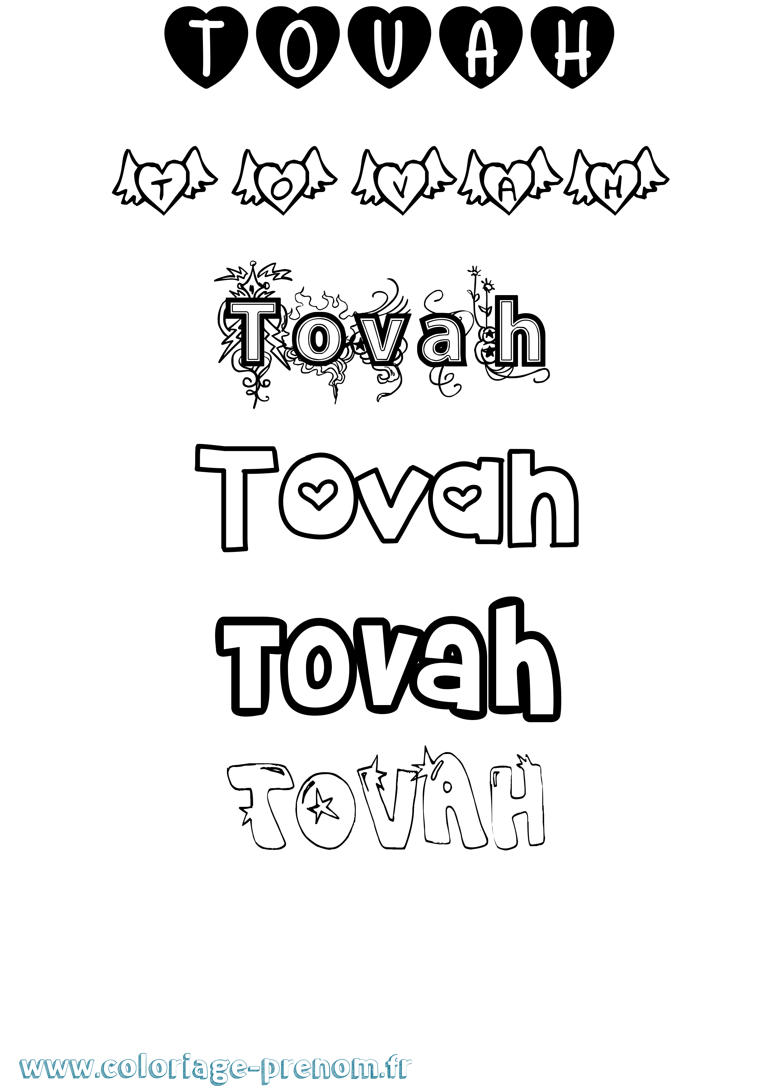 Coloriage Tovah Girly Coloriage prénom Tovah Girly