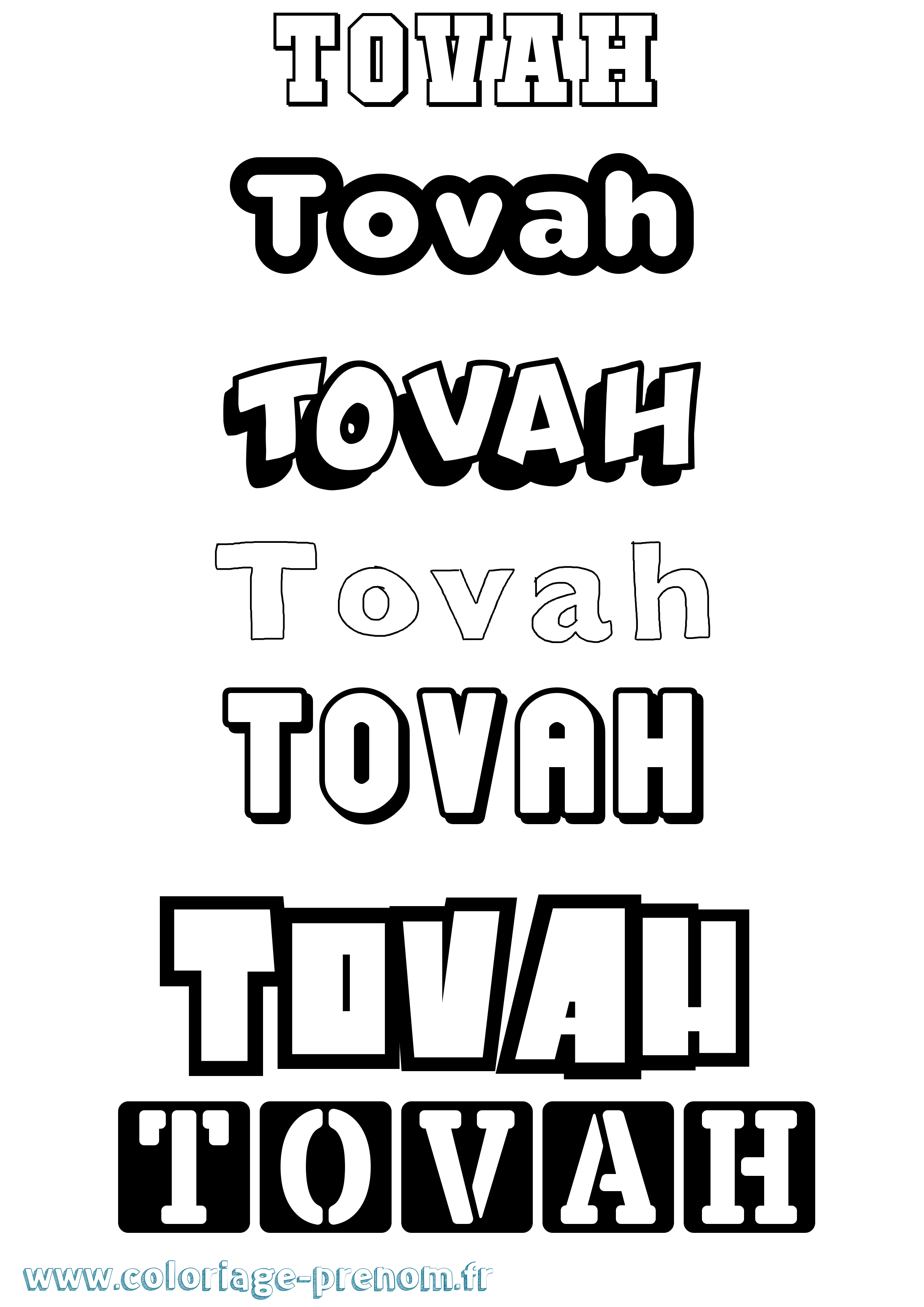 Coloriage Tovah Simple Coloriage prénom Tovah Simple
