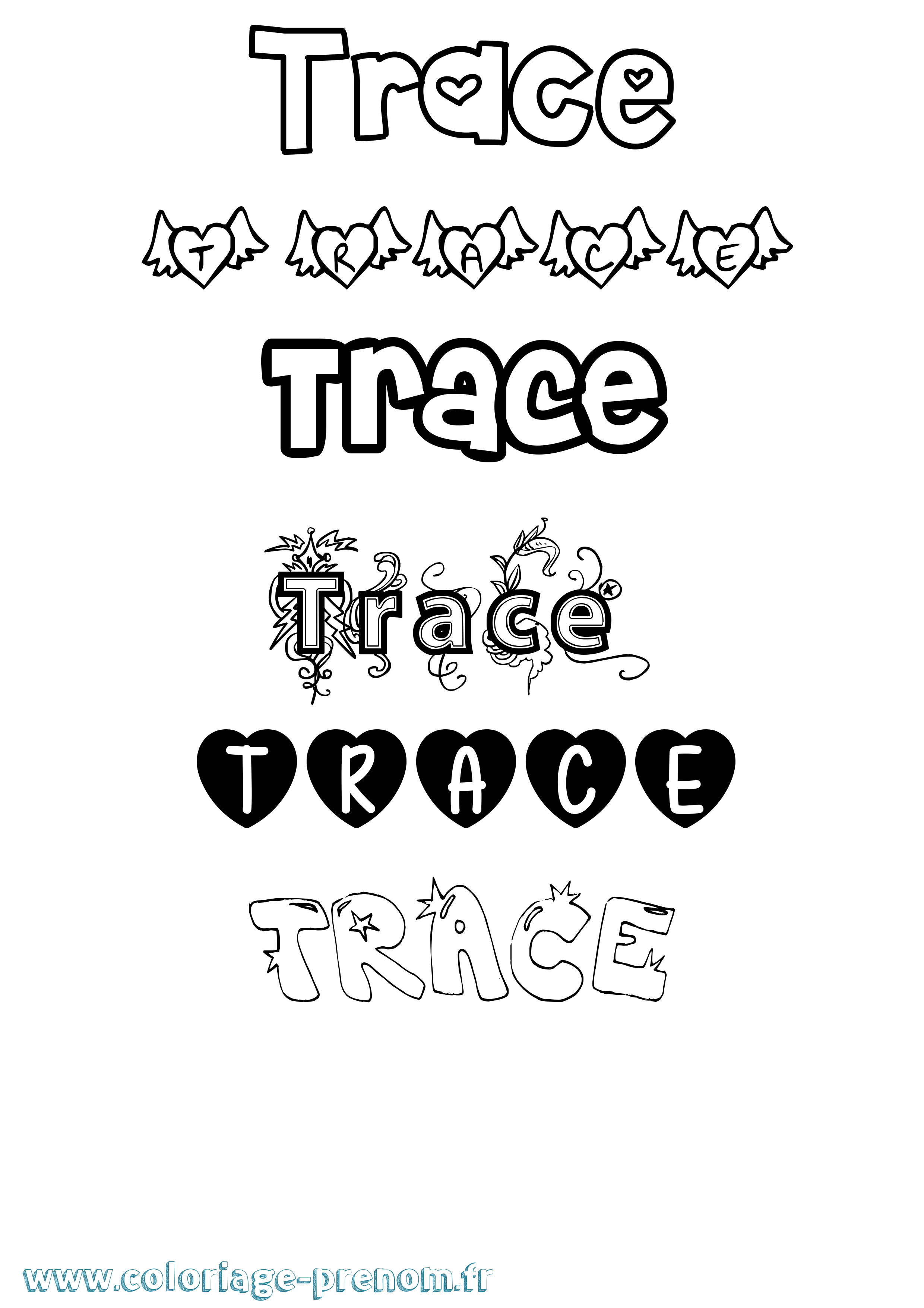 Coloriage Trace Girly Coloriage prénom Trace Girly