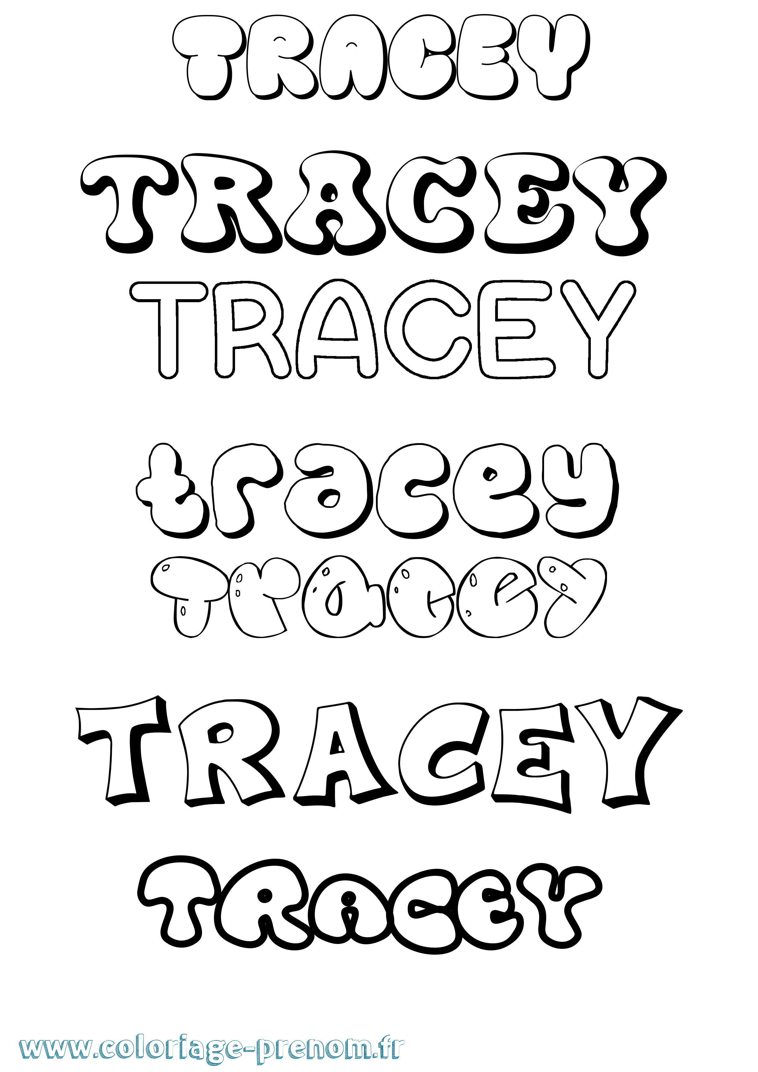 Coloriage Tracey Bubble Coloriage prénom Tracey Bubble