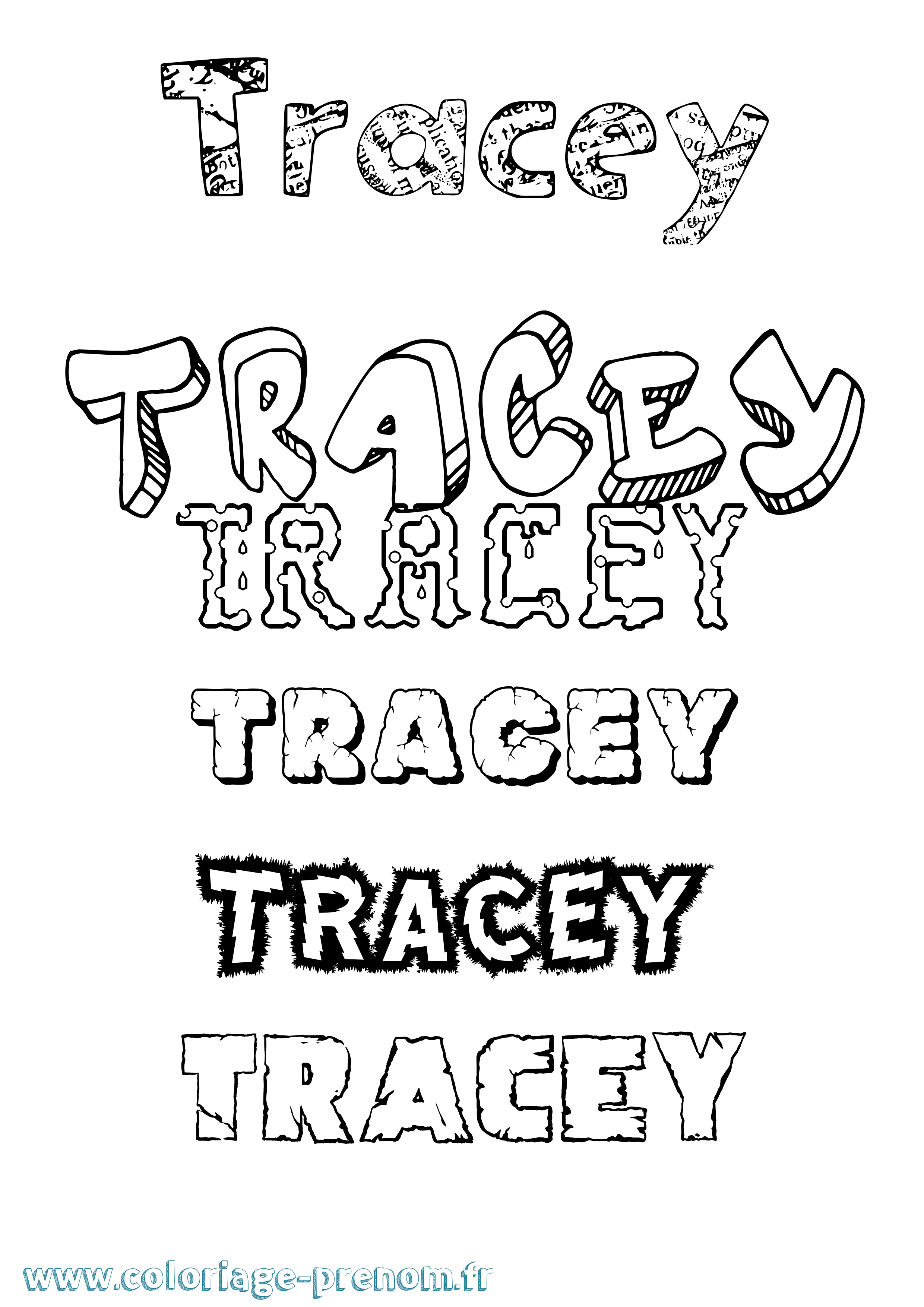 Coloriage Tracey Destructuré Coloriage prénom Tracey Destructuré
