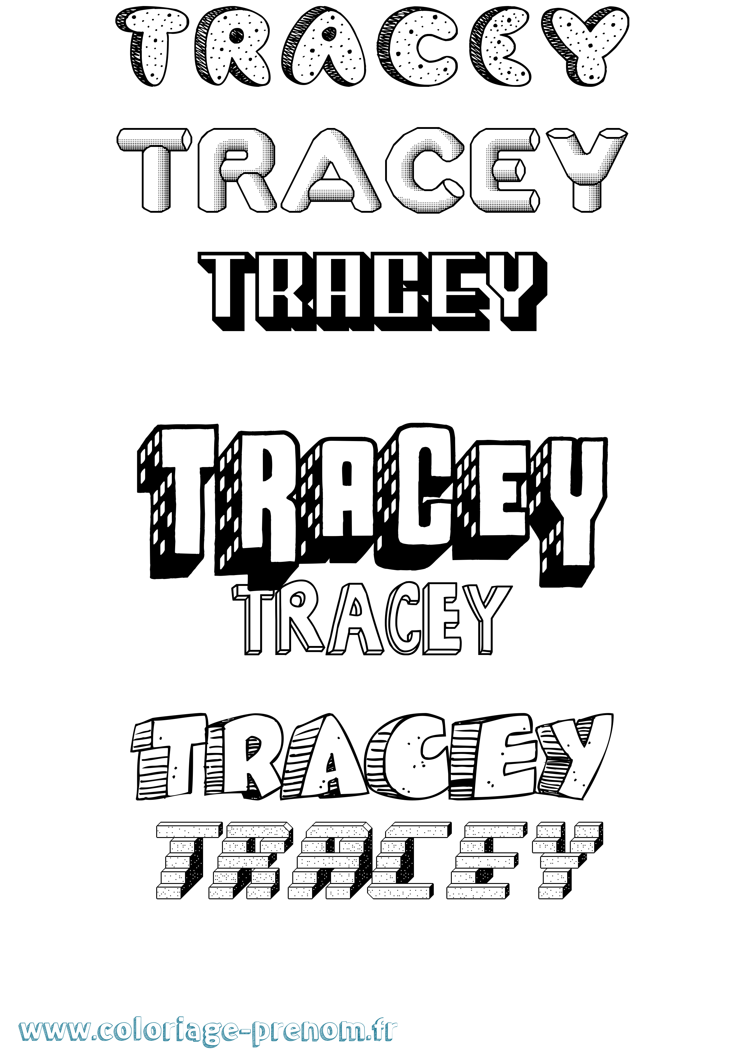 Coloriage Tracey Effet 3D Coloriage prénom Tracey Effet 3D
