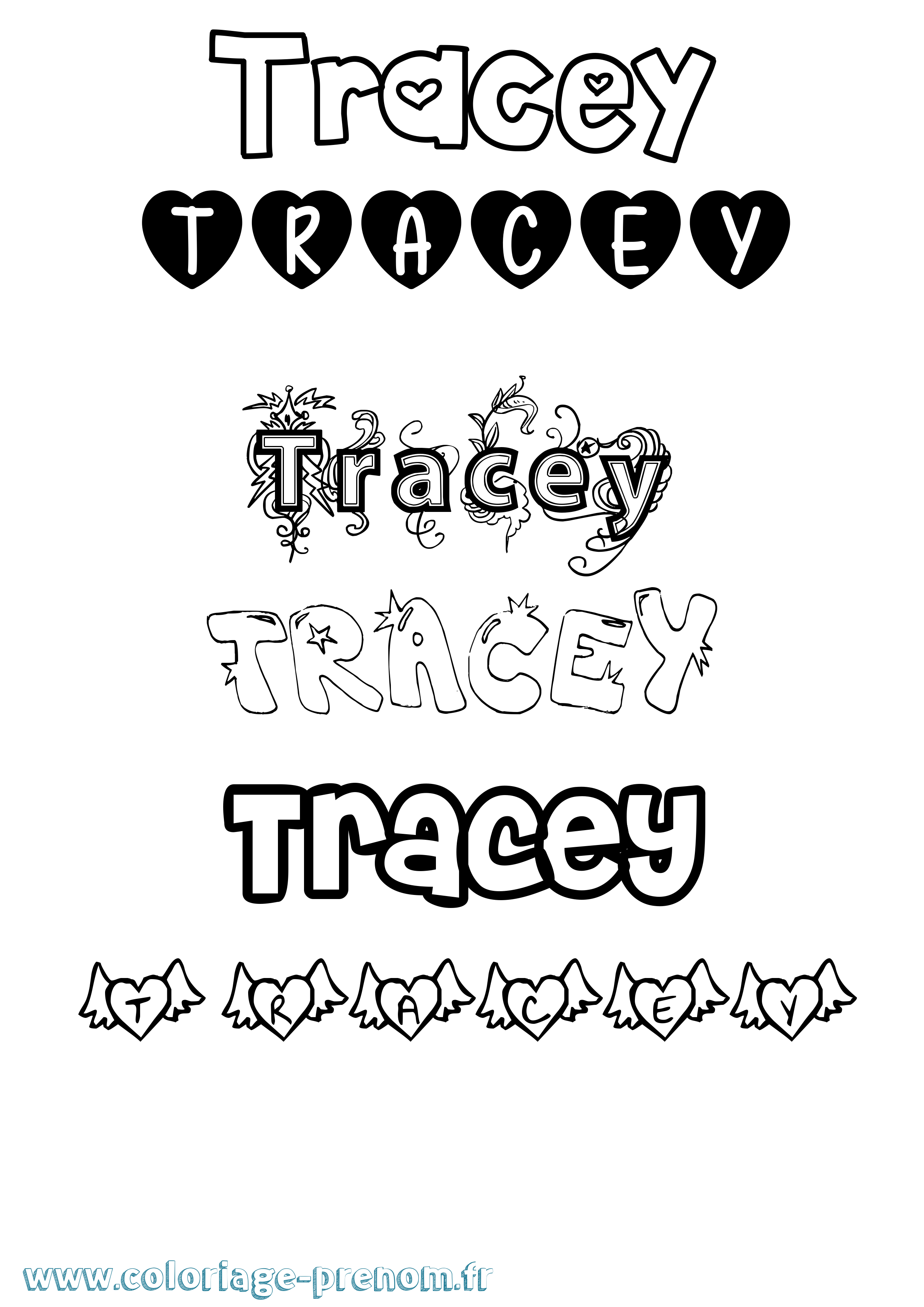 Coloriage Tracey Girly Coloriage prénom Tracey Girly