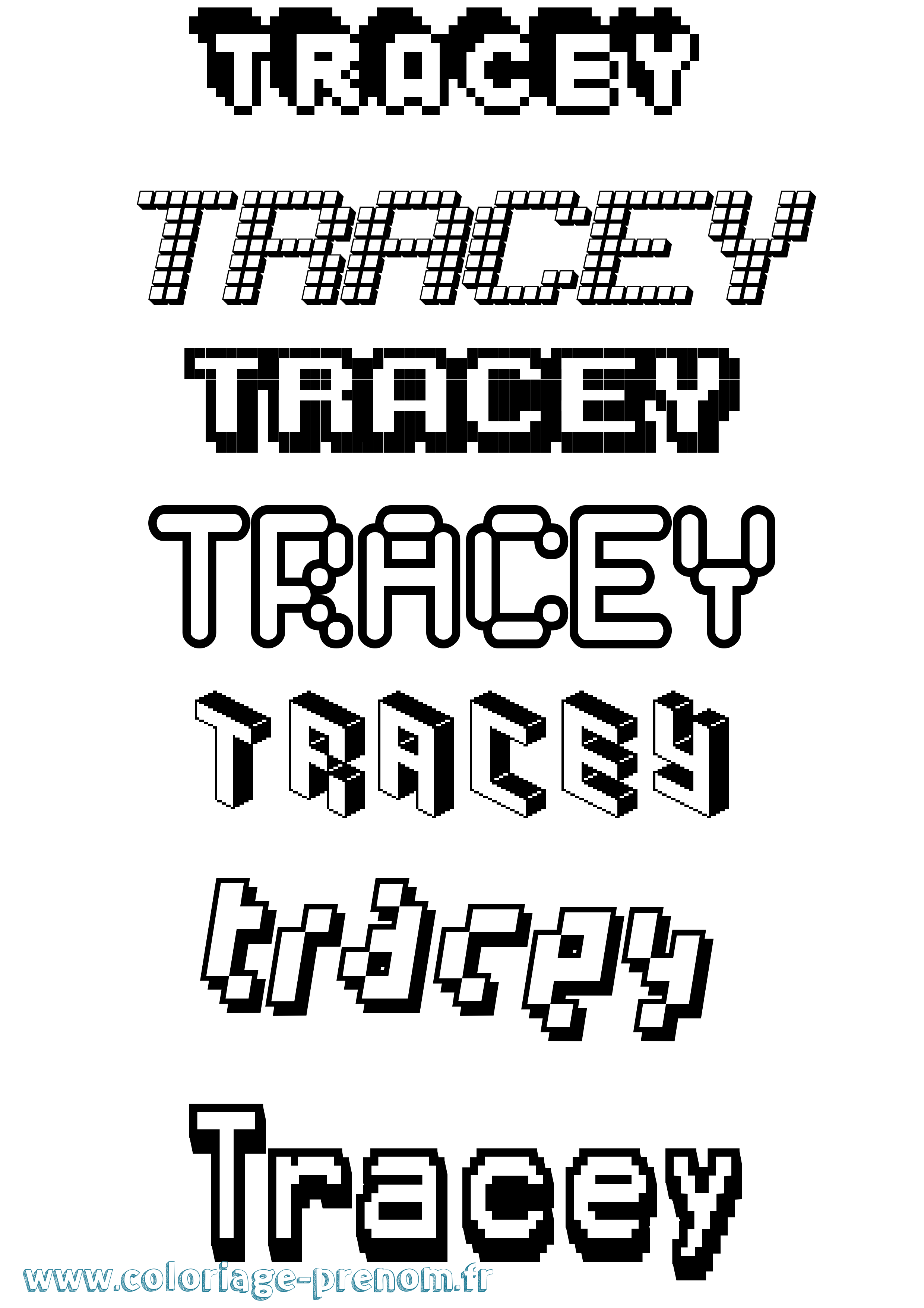 Coloriage Tracey Pixel Coloriage prénom Tracey Pixel