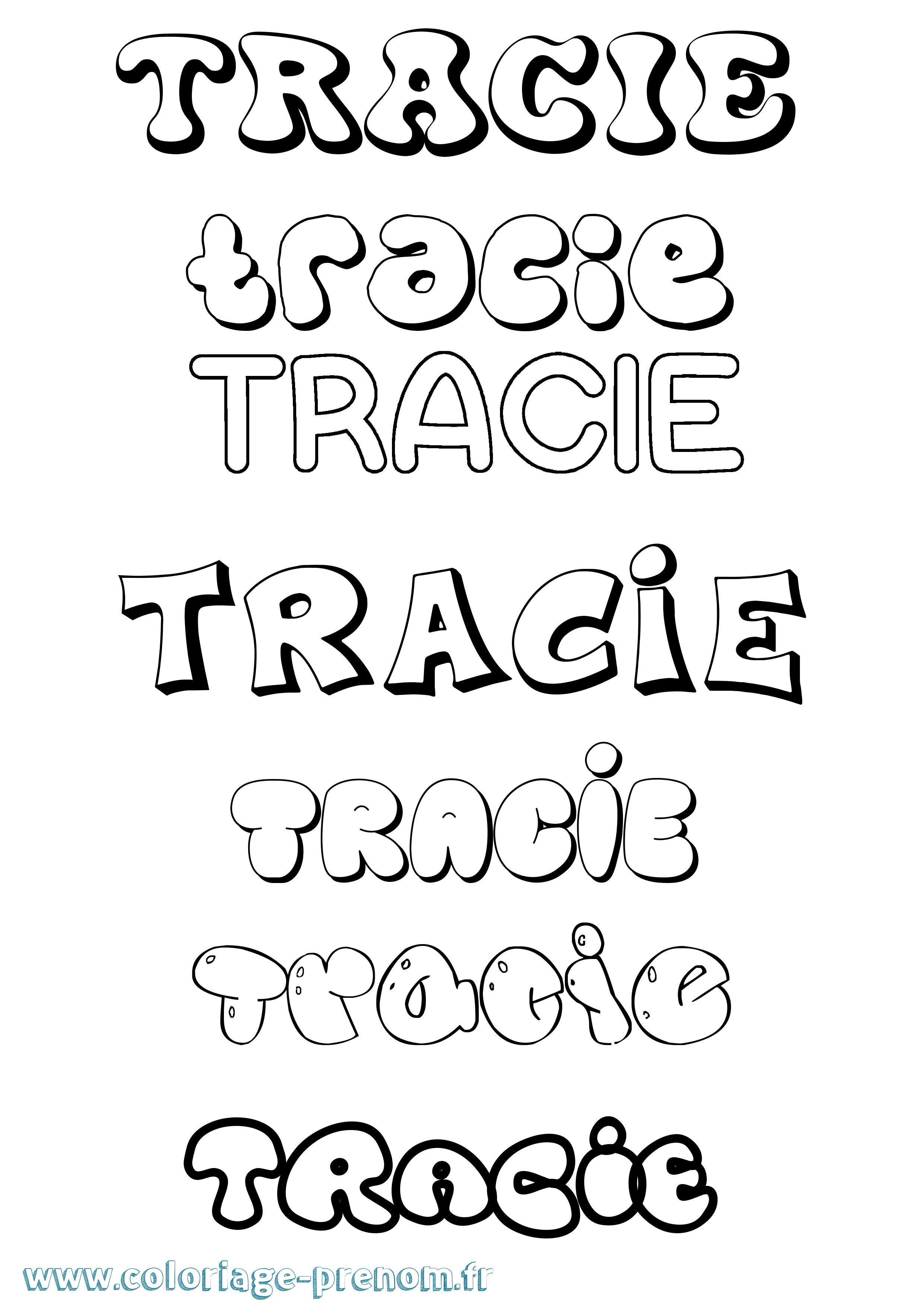 Coloriage Tracie Bubble Coloriage prénom Tracie Bubble
