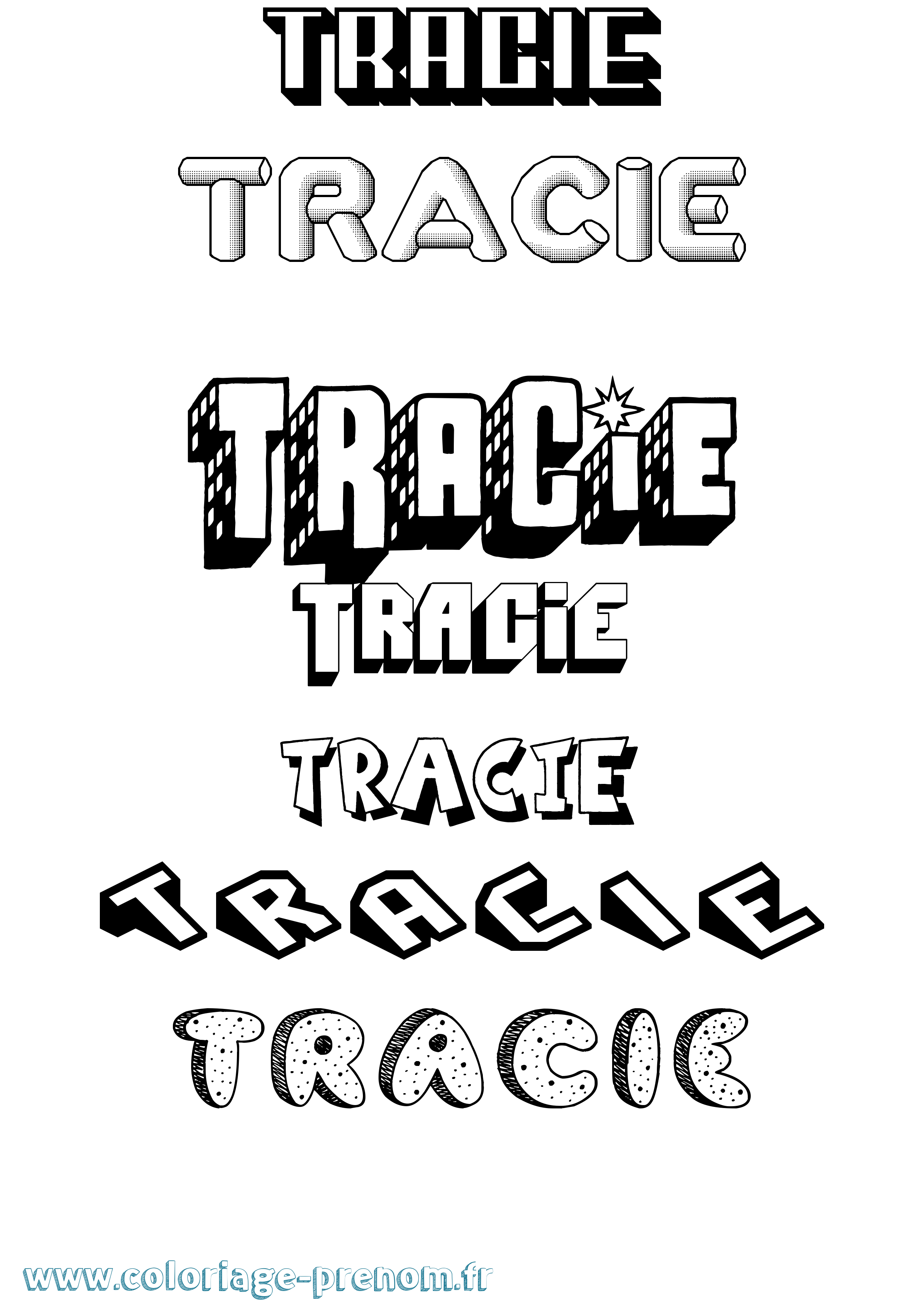 Coloriage Tracie Effet 3D Coloriage prénom Tracie Effet 3D