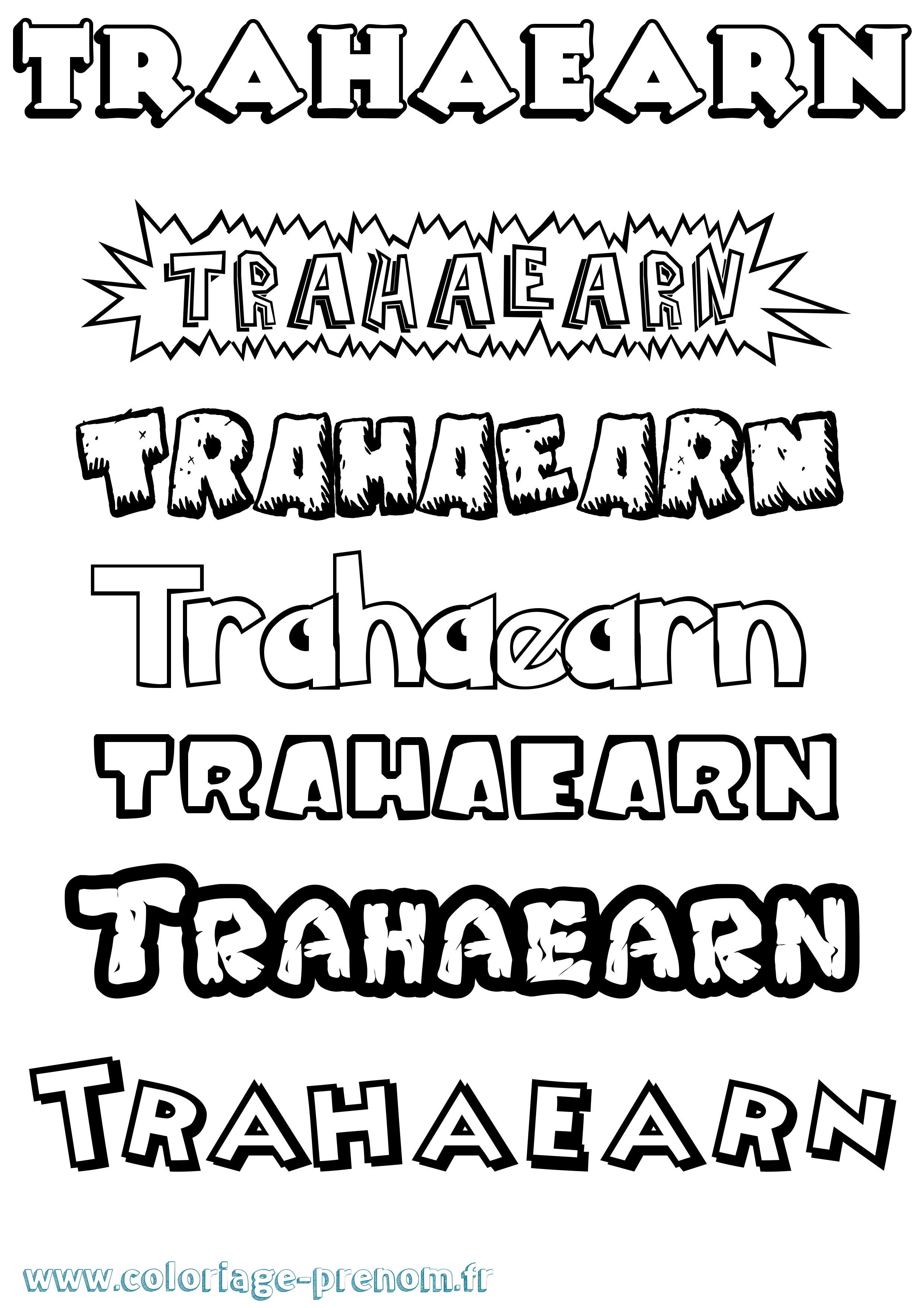 Coloriage Trahaearn Dessin Animé Coloriage prénom Trahaearn Dessin Animé
