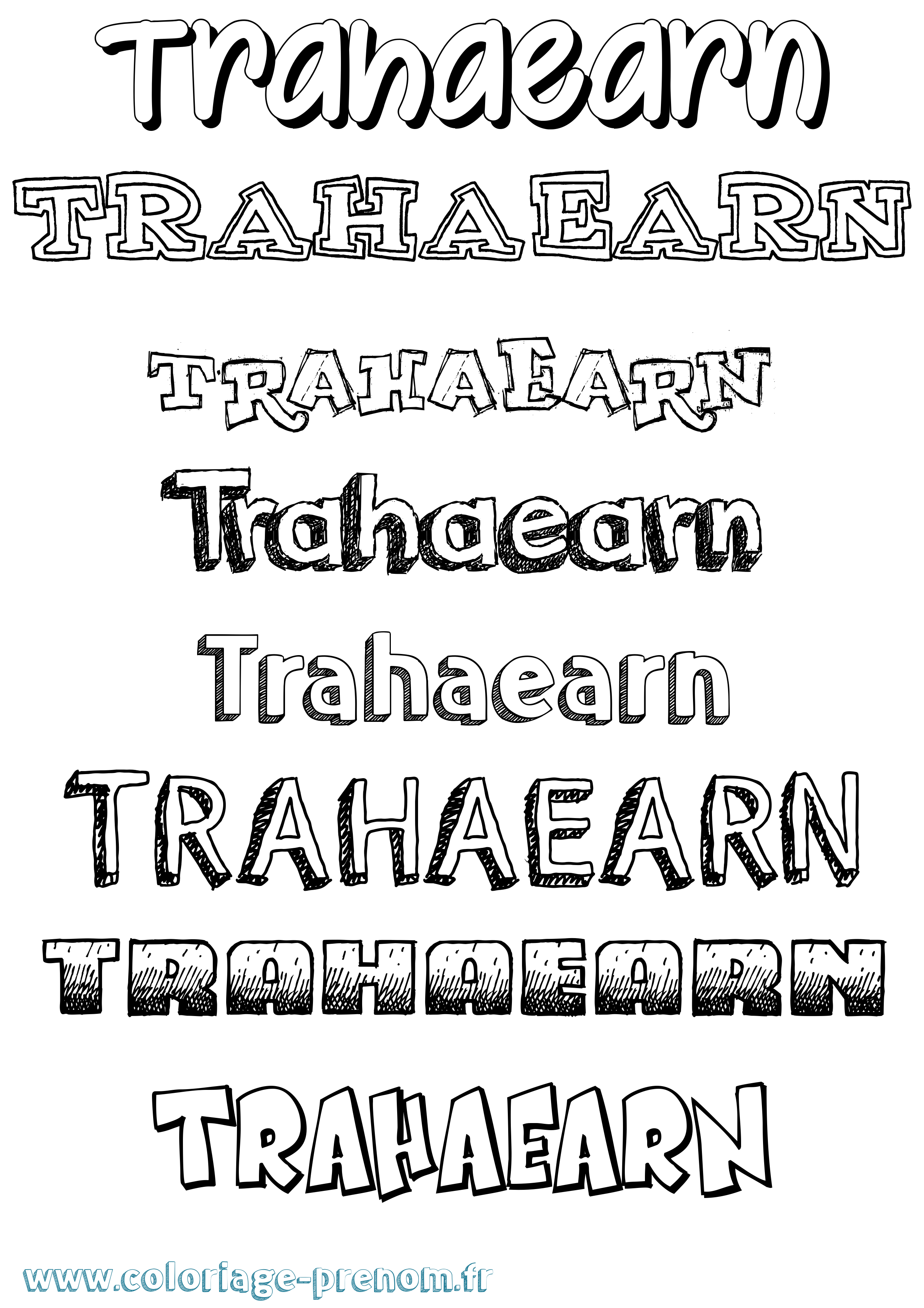 Coloriage Trahaearn Dessiné Coloriage prénom Trahaearn Dessiné