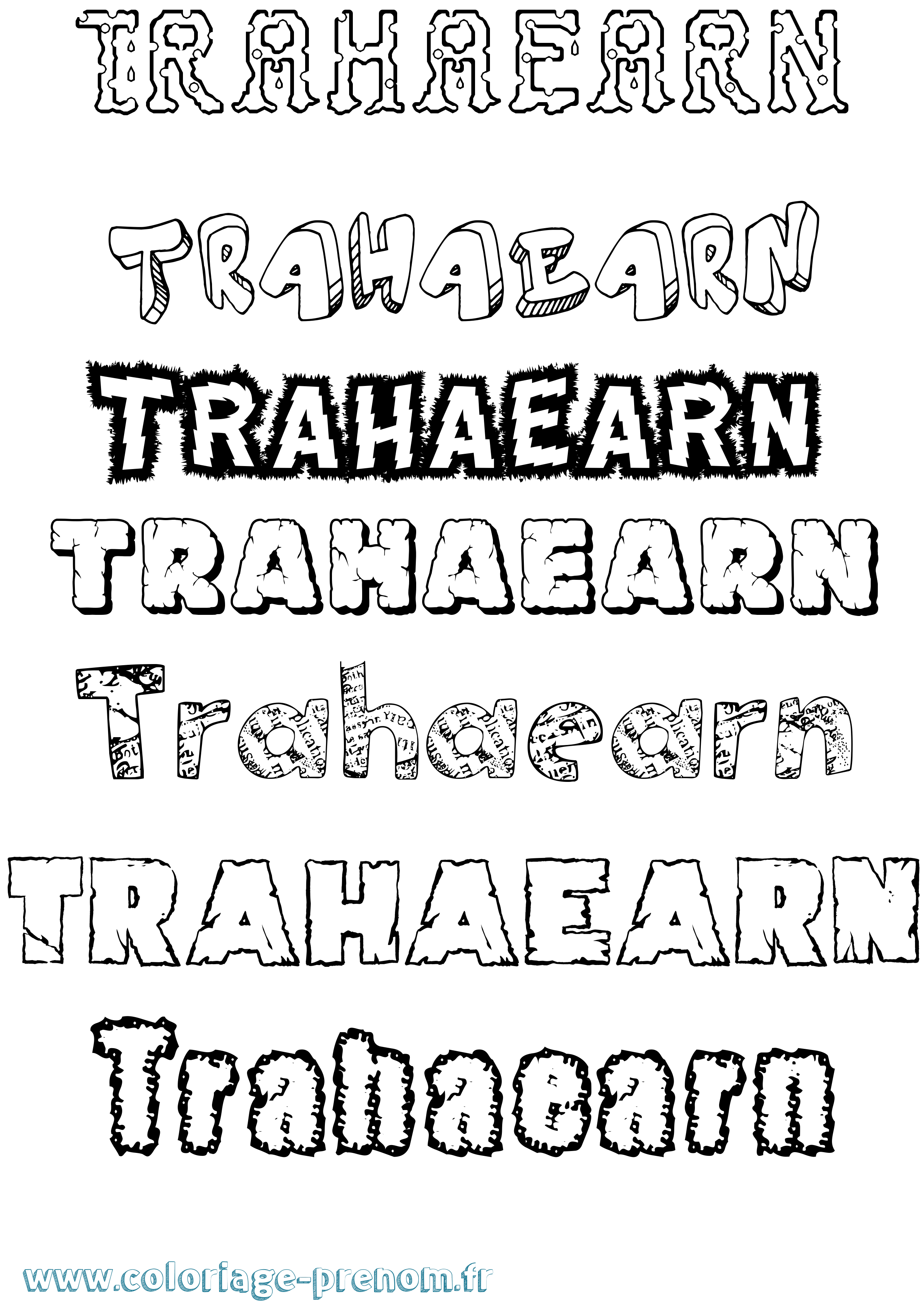 Coloriage Trahaearn Destructuré Coloriage prénom Trahaearn Destructuré
