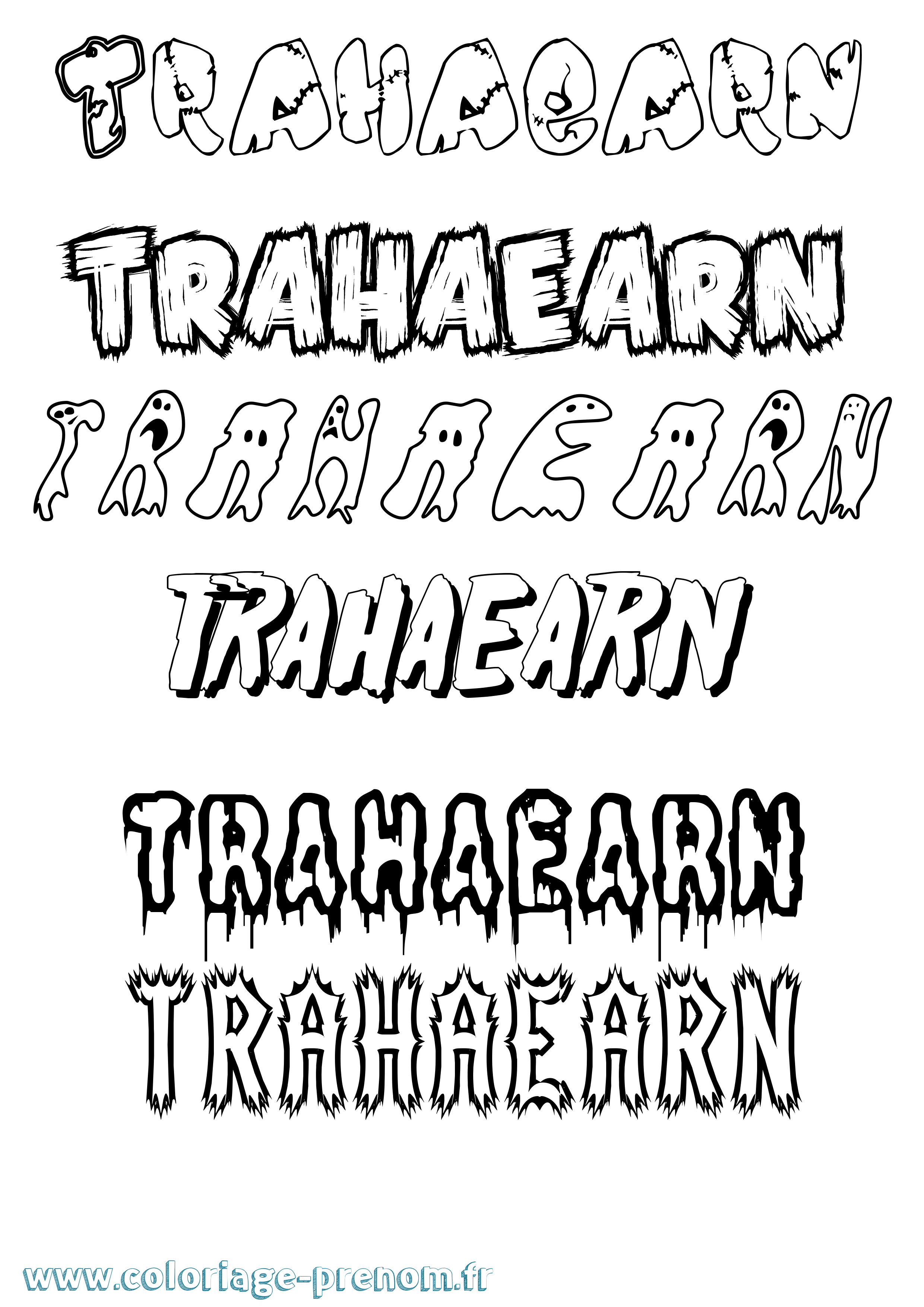 Coloriage Trahaearn Frisson Coloriage prénom Trahaearn Frisson