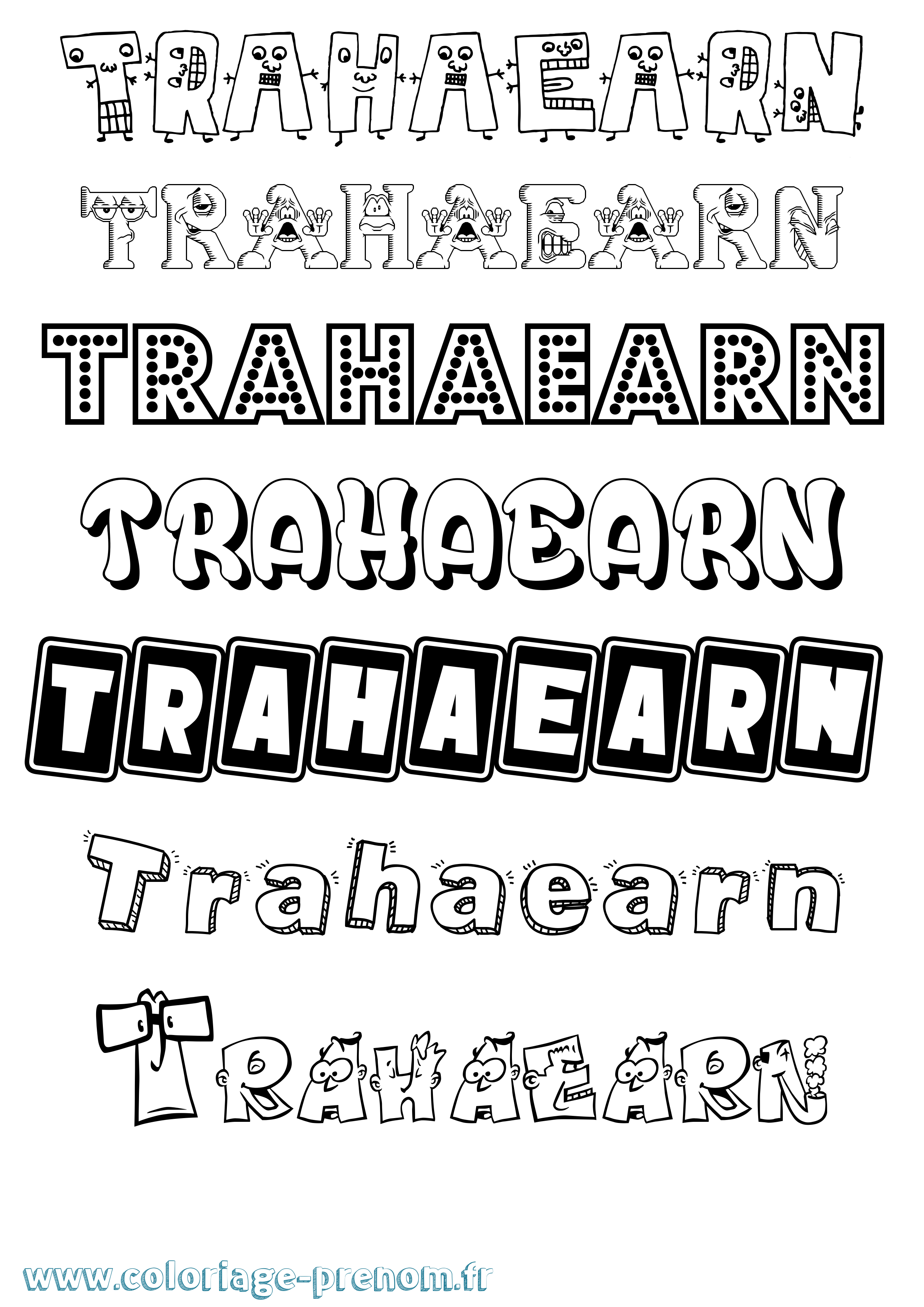 Coloriage Trahaearn Fun Coloriage prénom Trahaearn Fun