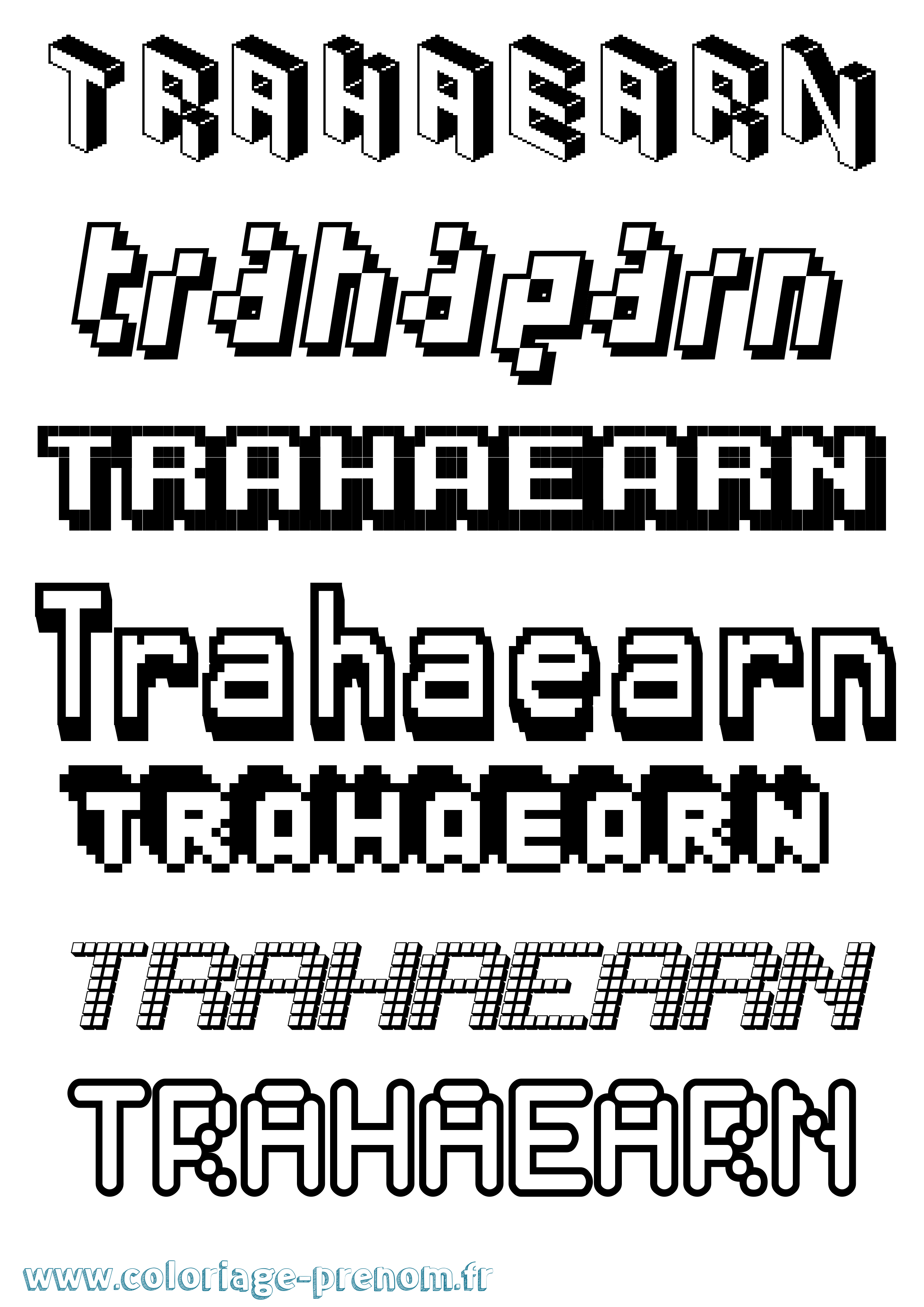 Coloriage Trahaearn Pixel Coloriage prénom Trahaearn Pixel