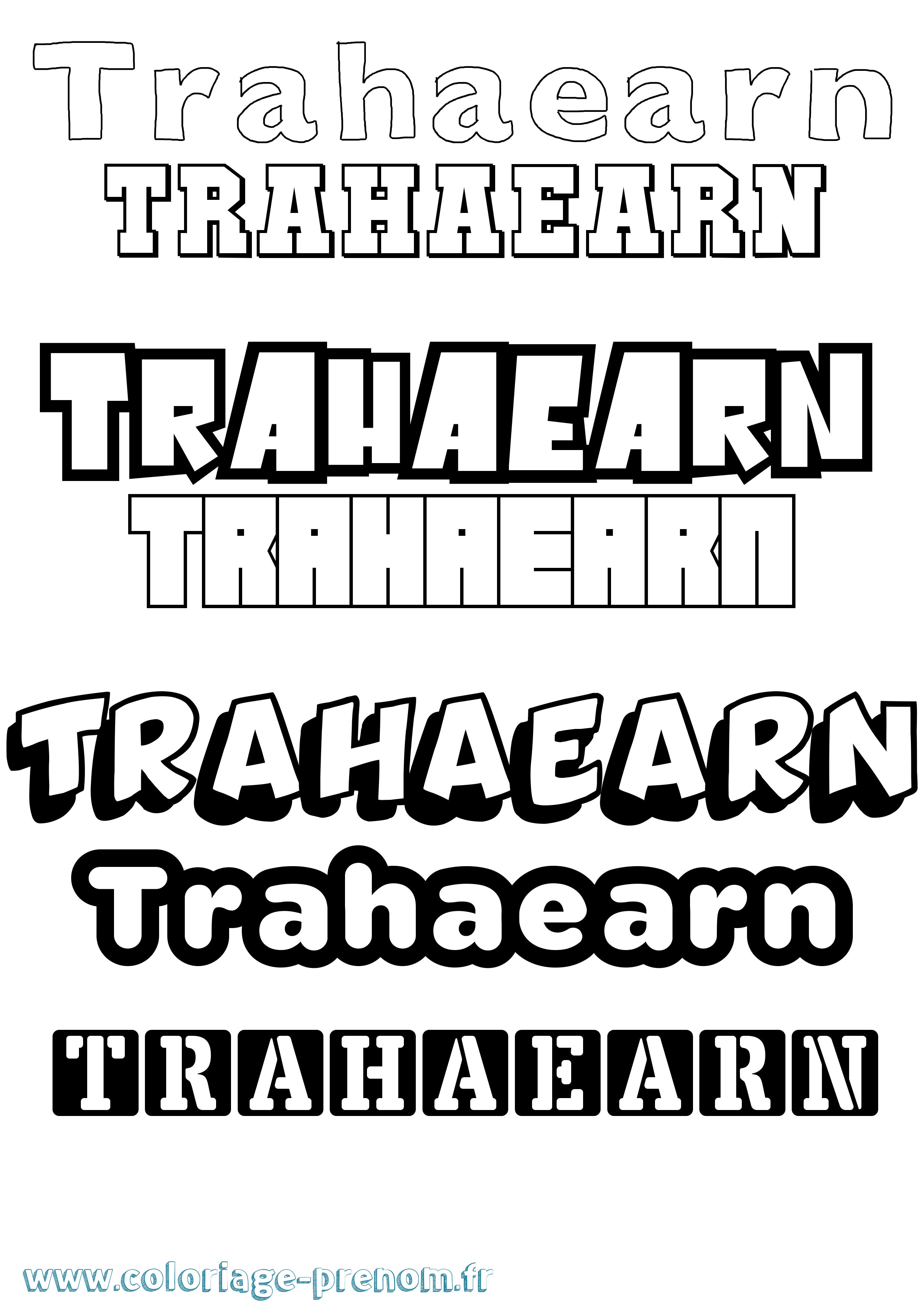 Coloriage Trahaearn Simple Coloriage prénom Trahaearn Simple